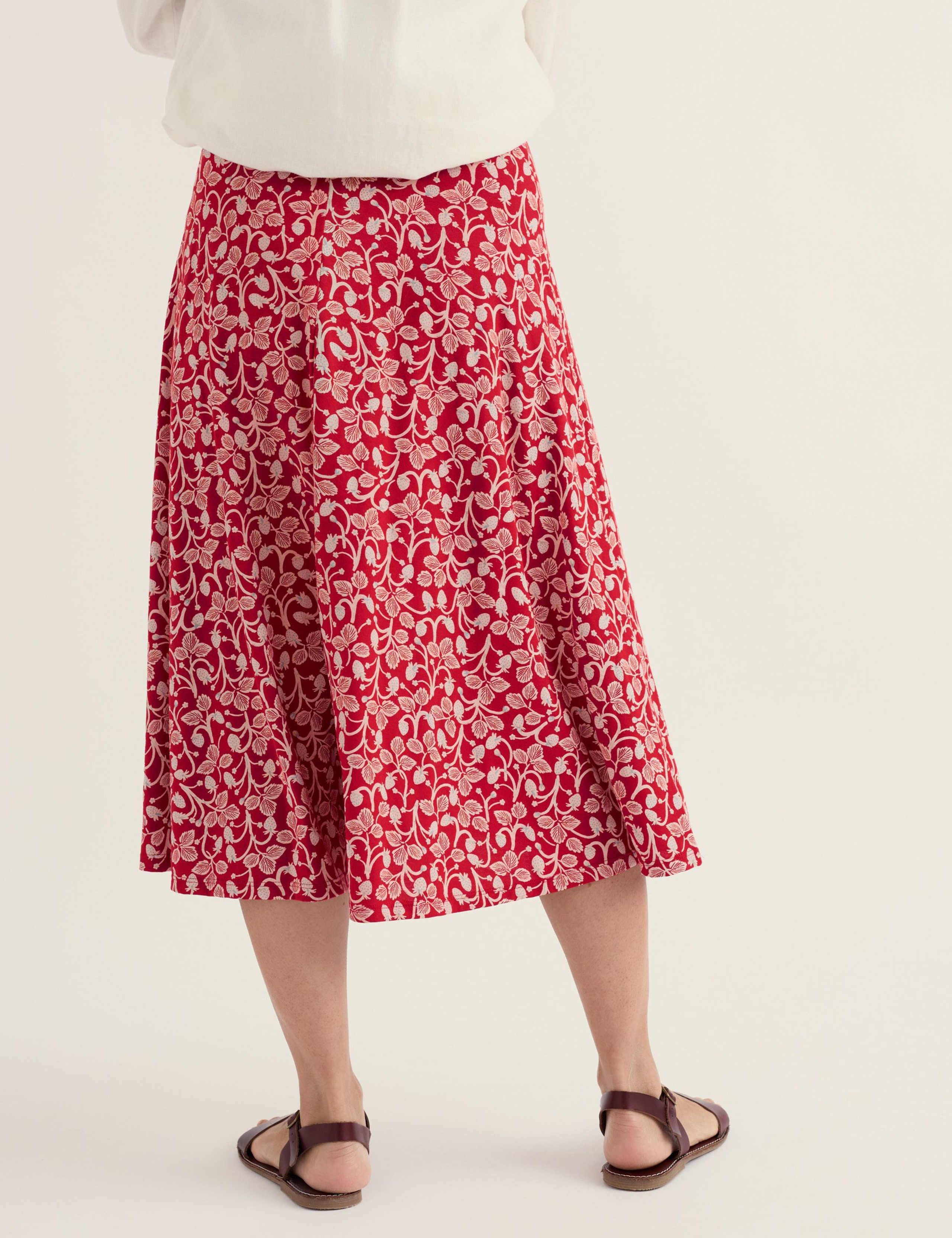 Cotton Rich Orchard Print A-Line Midi Skirt 4 of 5