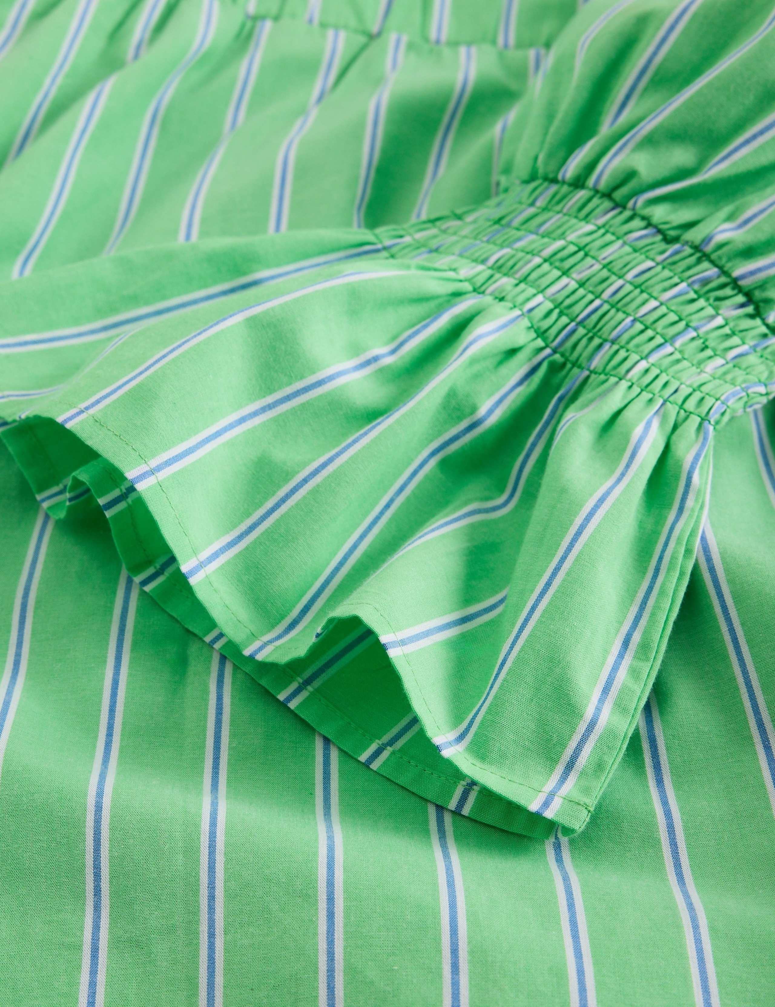 Pure Cotton Striped Midaxi Shirred Dress 6 of 6