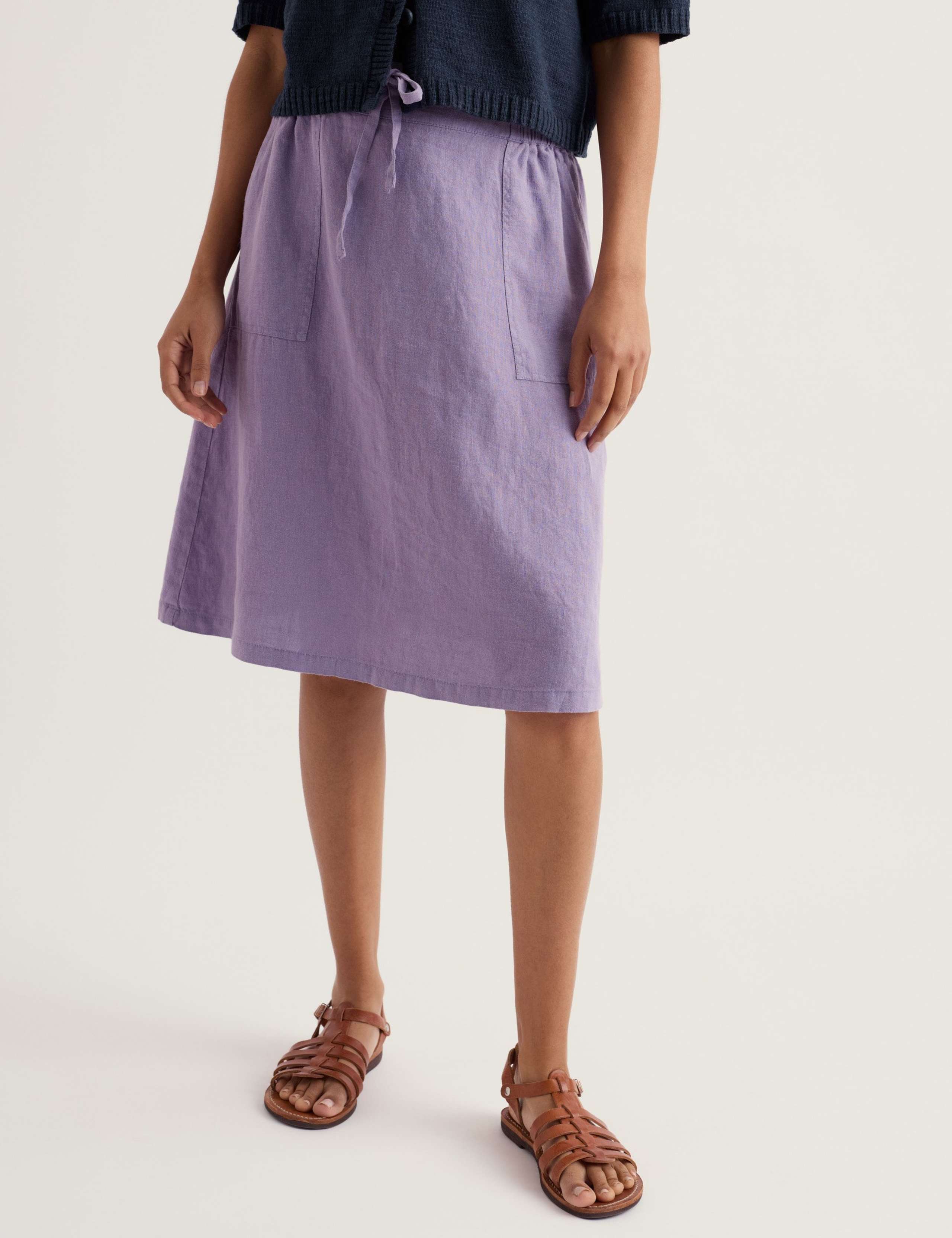 Pure Linen Patch Pocket A-Line Skirt 3 of 5