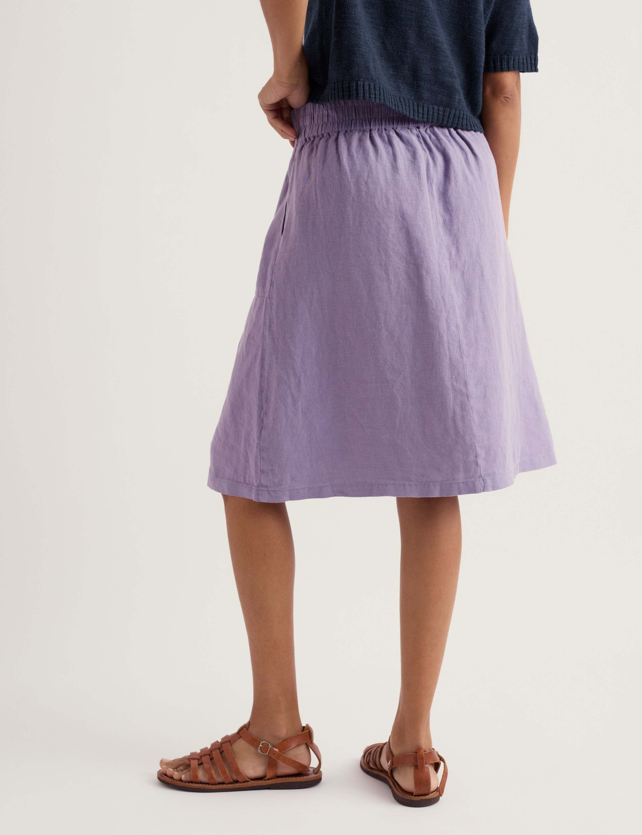 Pure Linen Patch Pocket A-Line Skirt 4 of 5