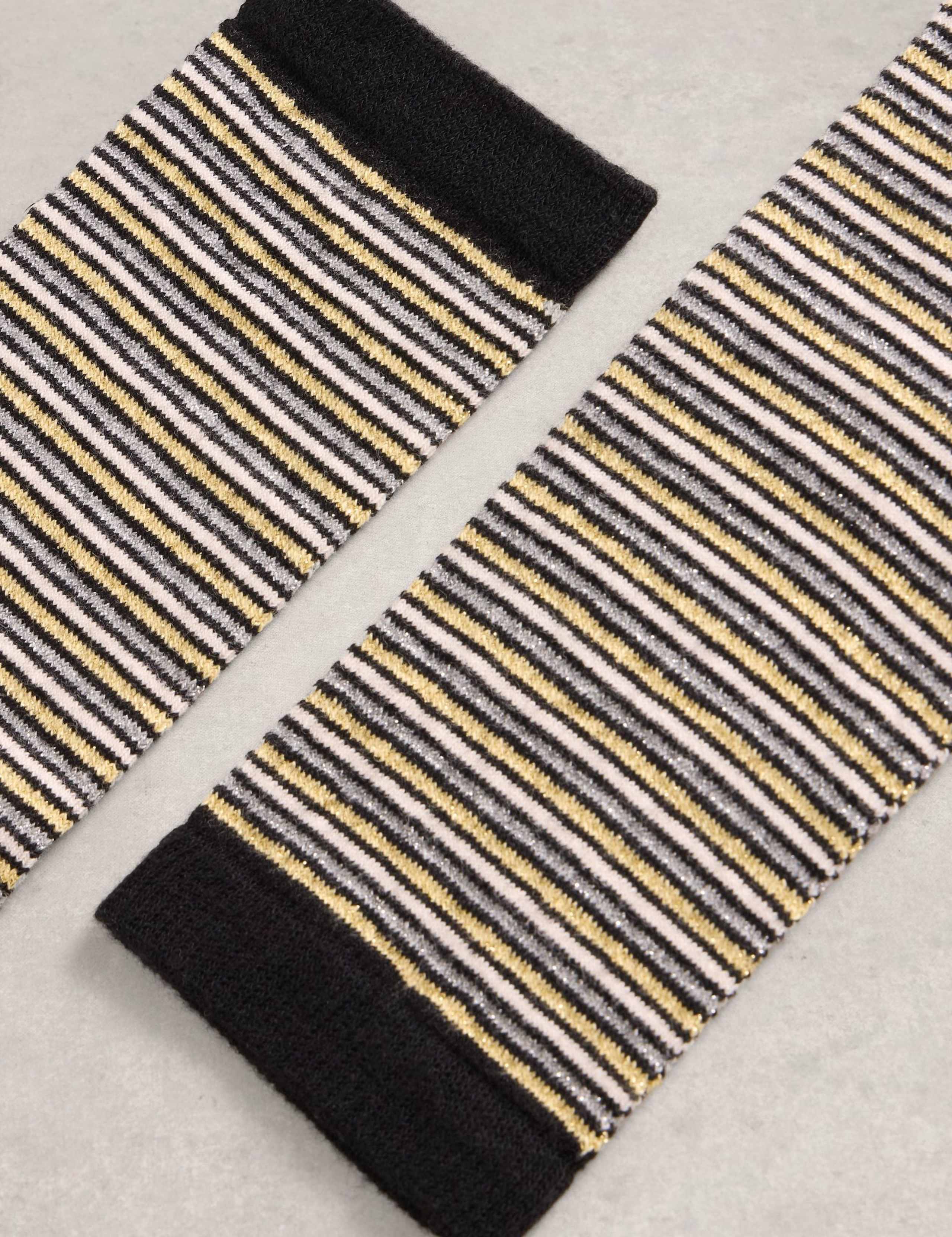 Cotton Rich Metallic Stripe Knee High Socks 2 of 2