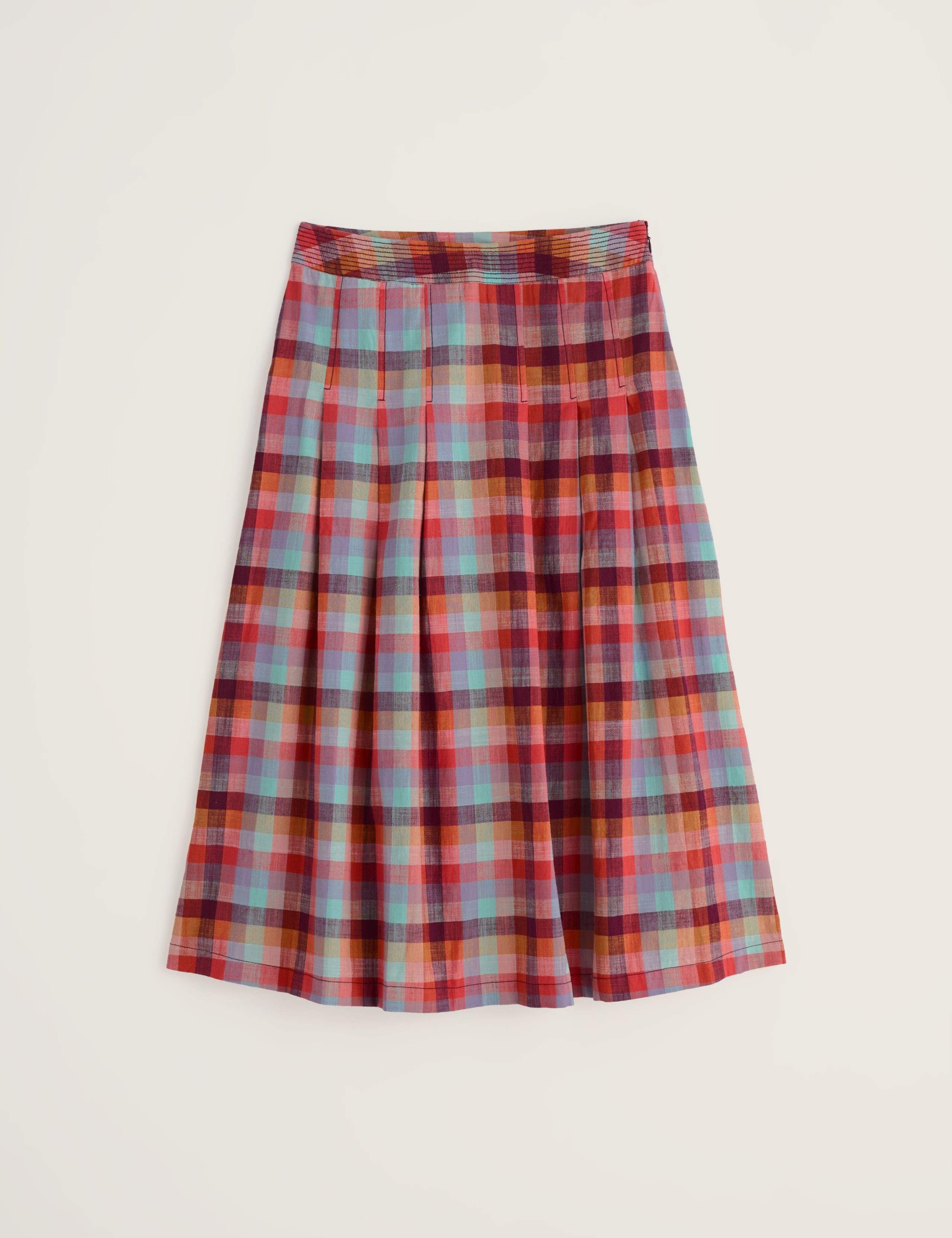 Pure Cotton Checked A-Line Midi Skirt 2 of 5