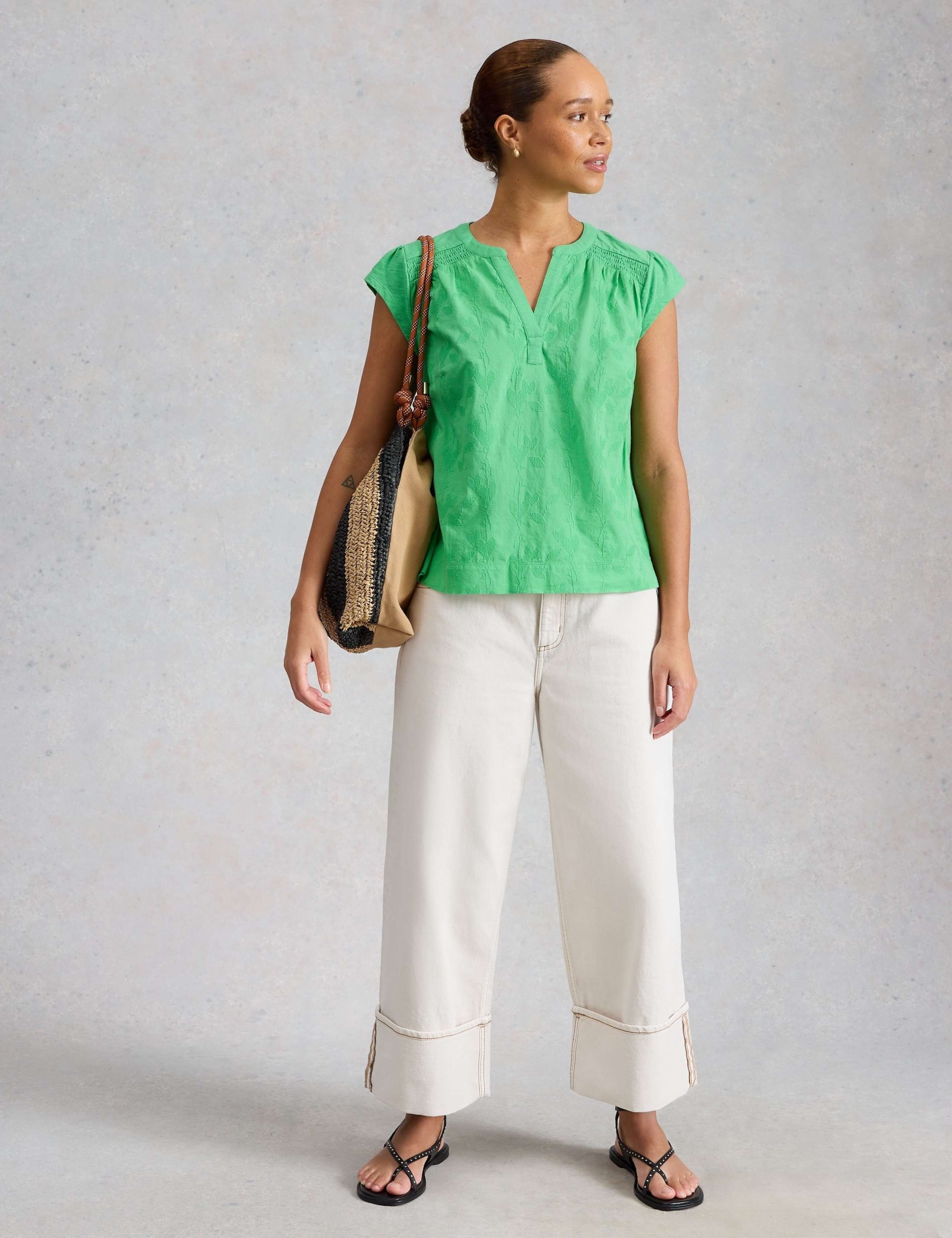 Pure Cotton Embroidered Notch Neck Top 3 of 6