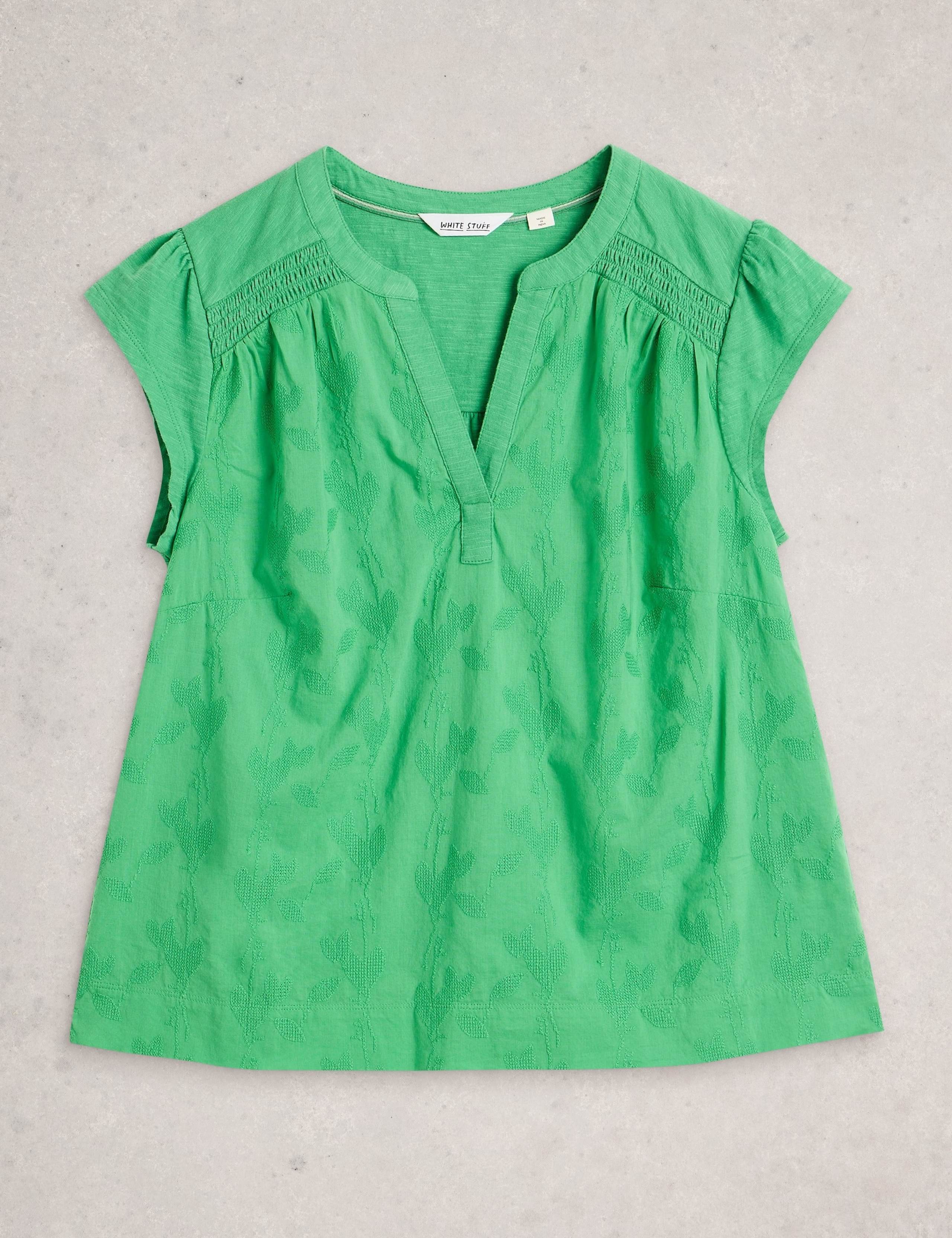 Pure Cotton Embroidered Notch Neck Top 2 of 6