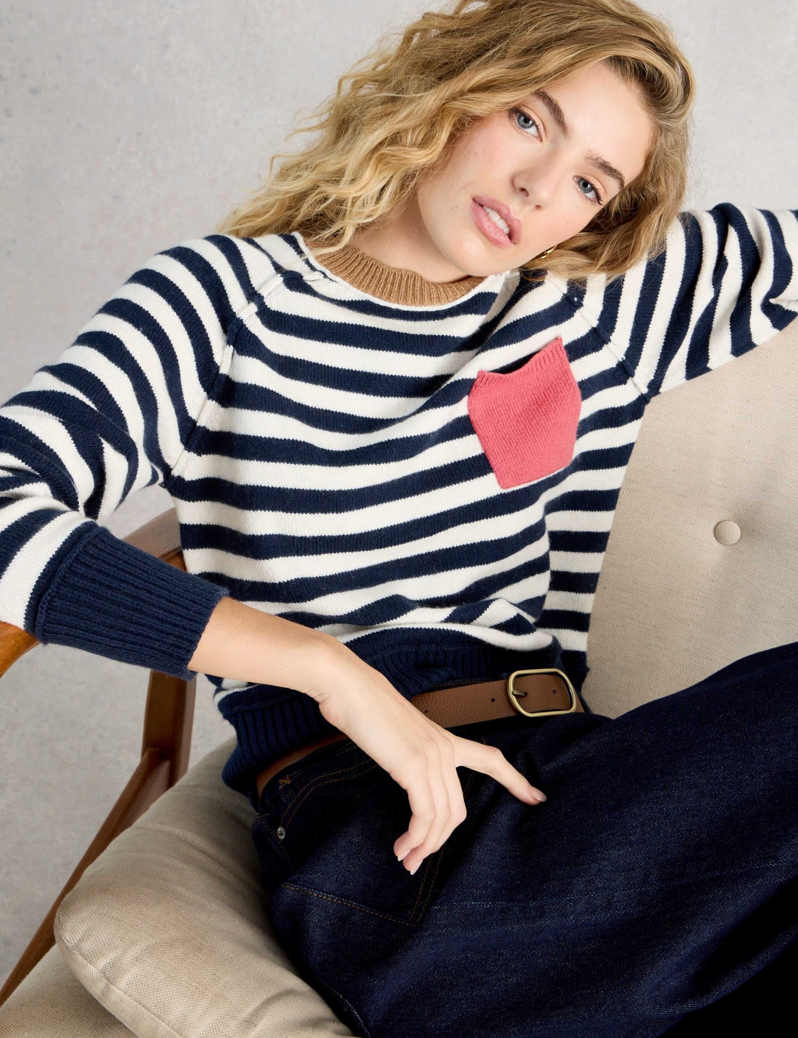 Cotton Rich Striped Jumper with Wool 3 of 6