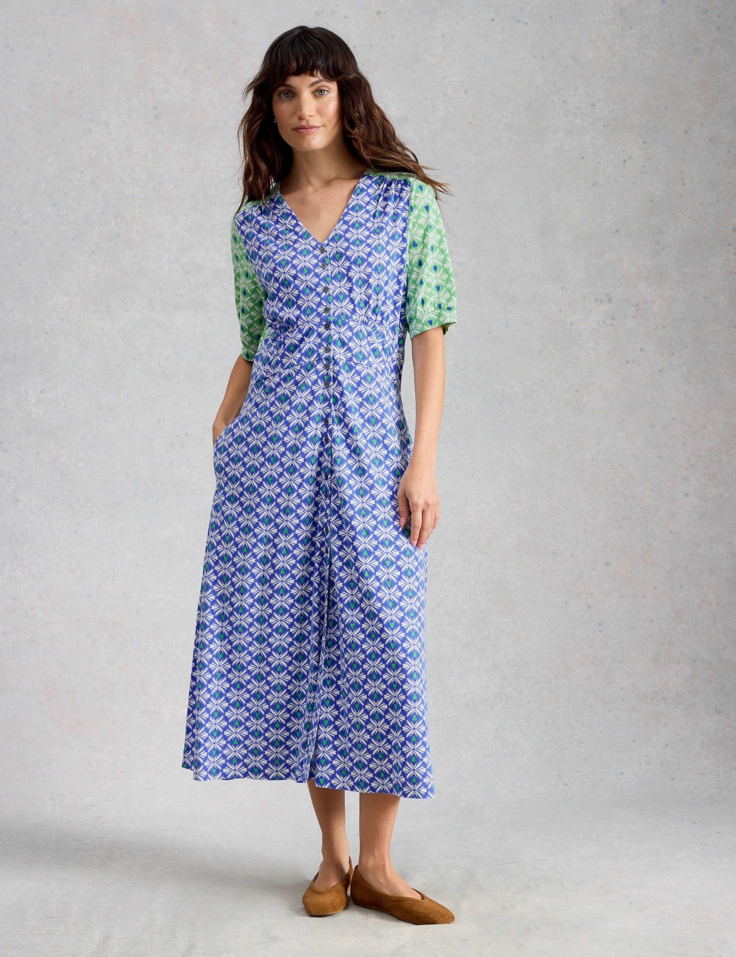Jersey Geometric Midaxi Waisted Dress 1 of 6
