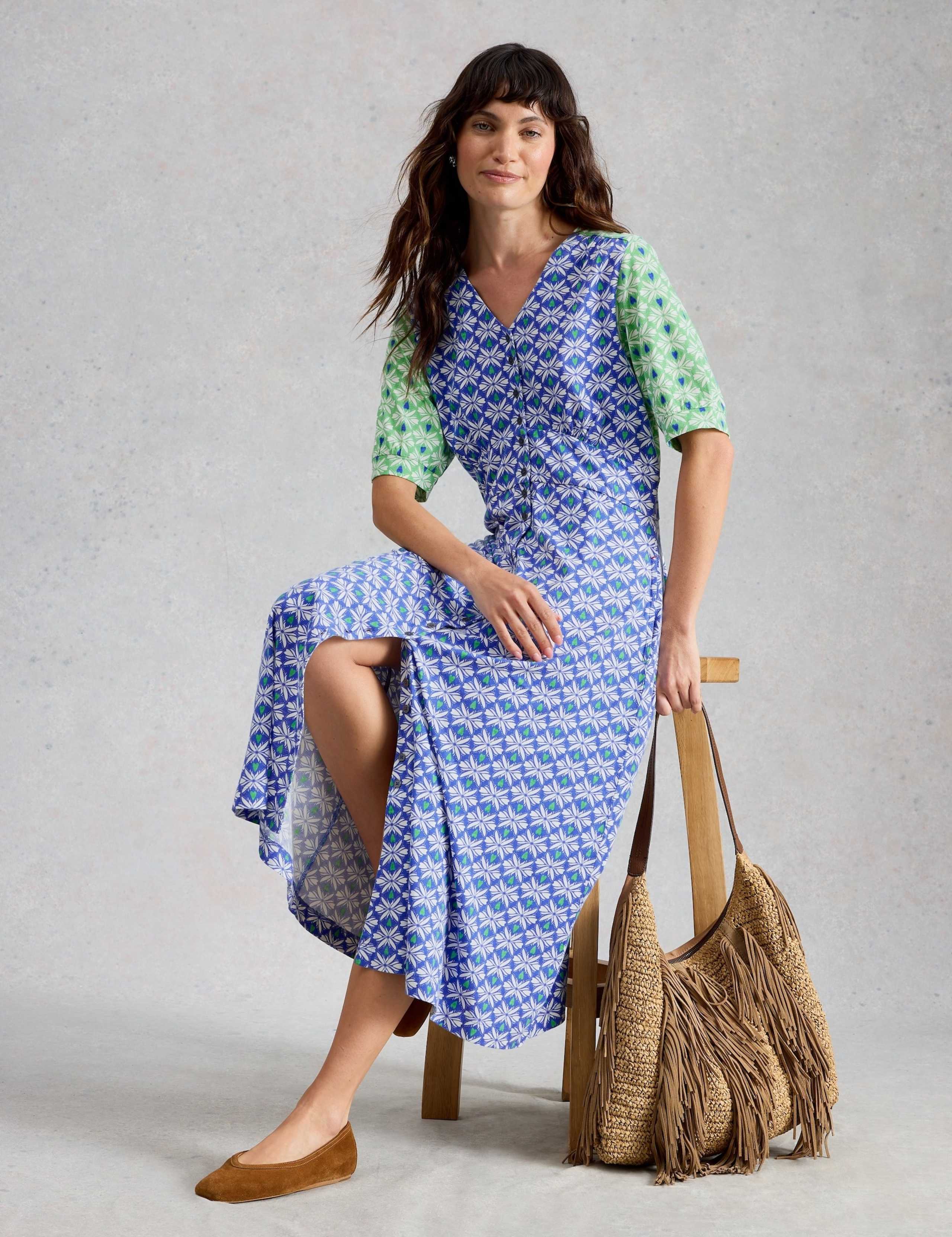 Jersey Geometric Midaxi Waisted Dress 4 of 6