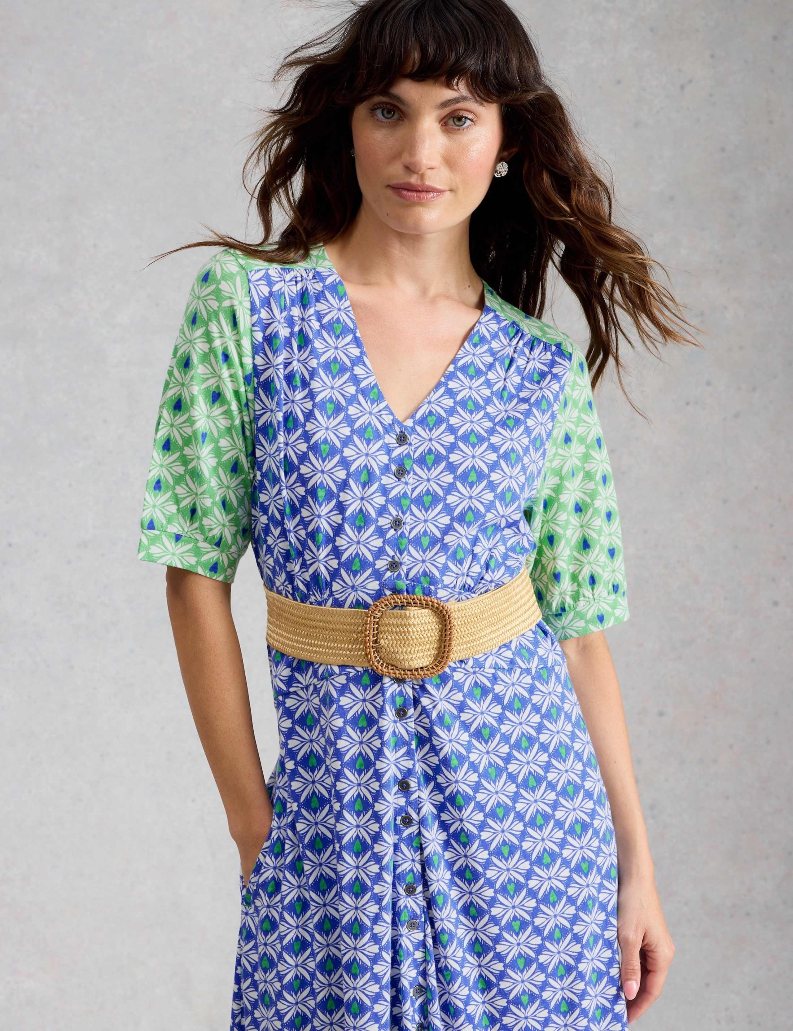 Jersey Geometric Midaxi Waisted Dress 6 of 6