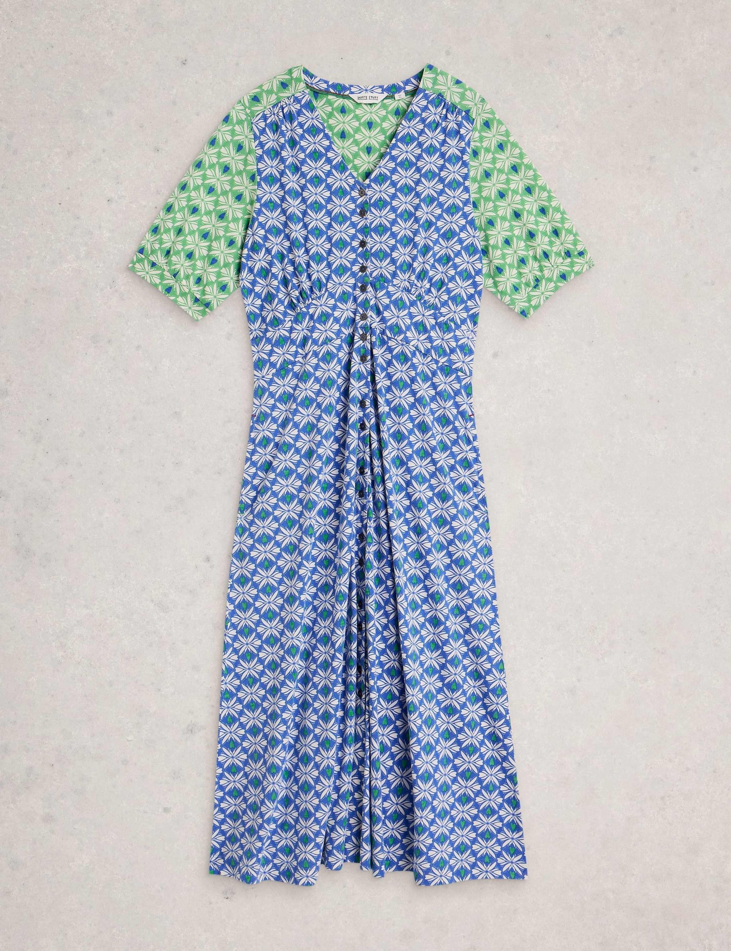 Jersey Geometric Midaxi Waisted Dress 2 of 6