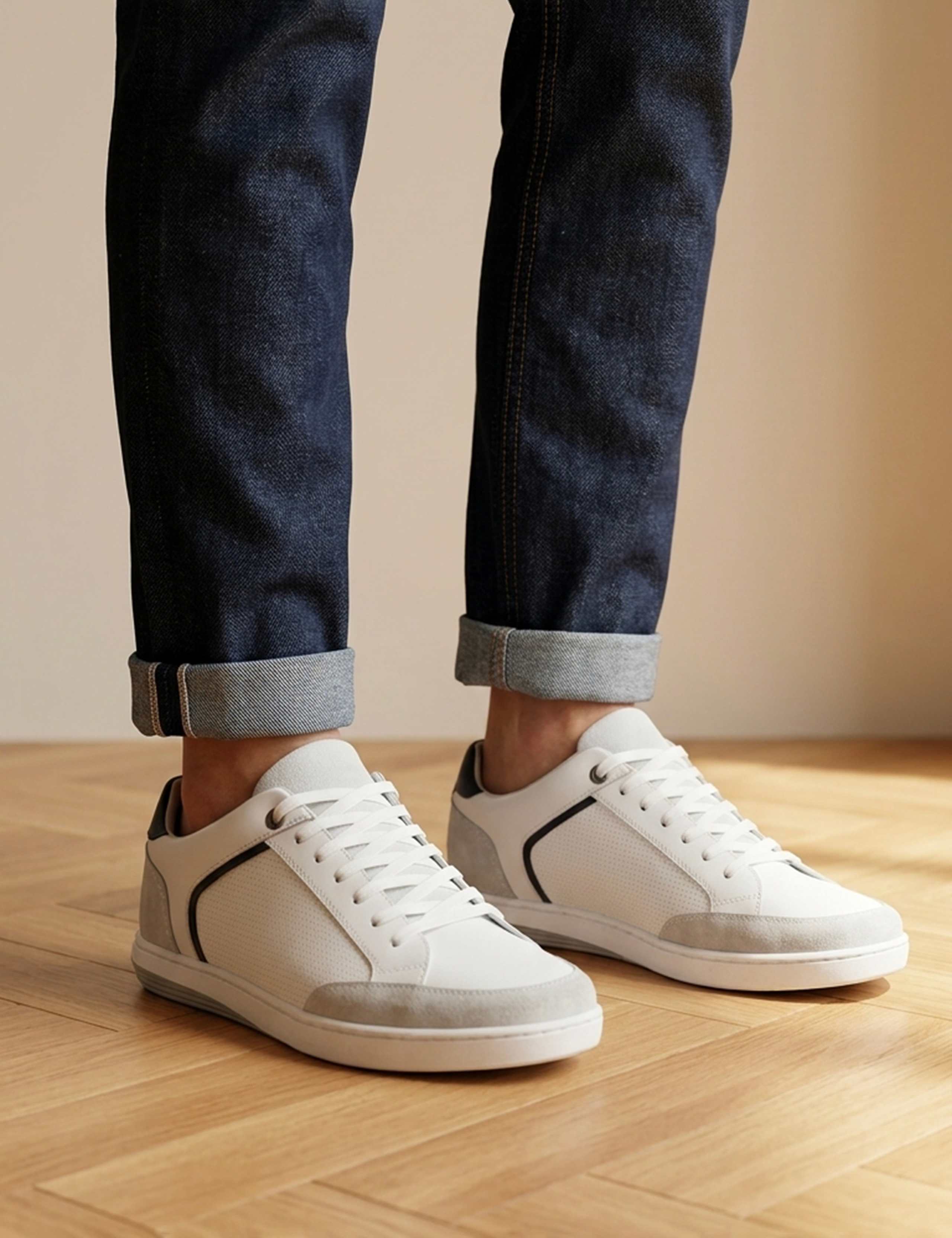 Round Toe Leather Trainers 2 of 6