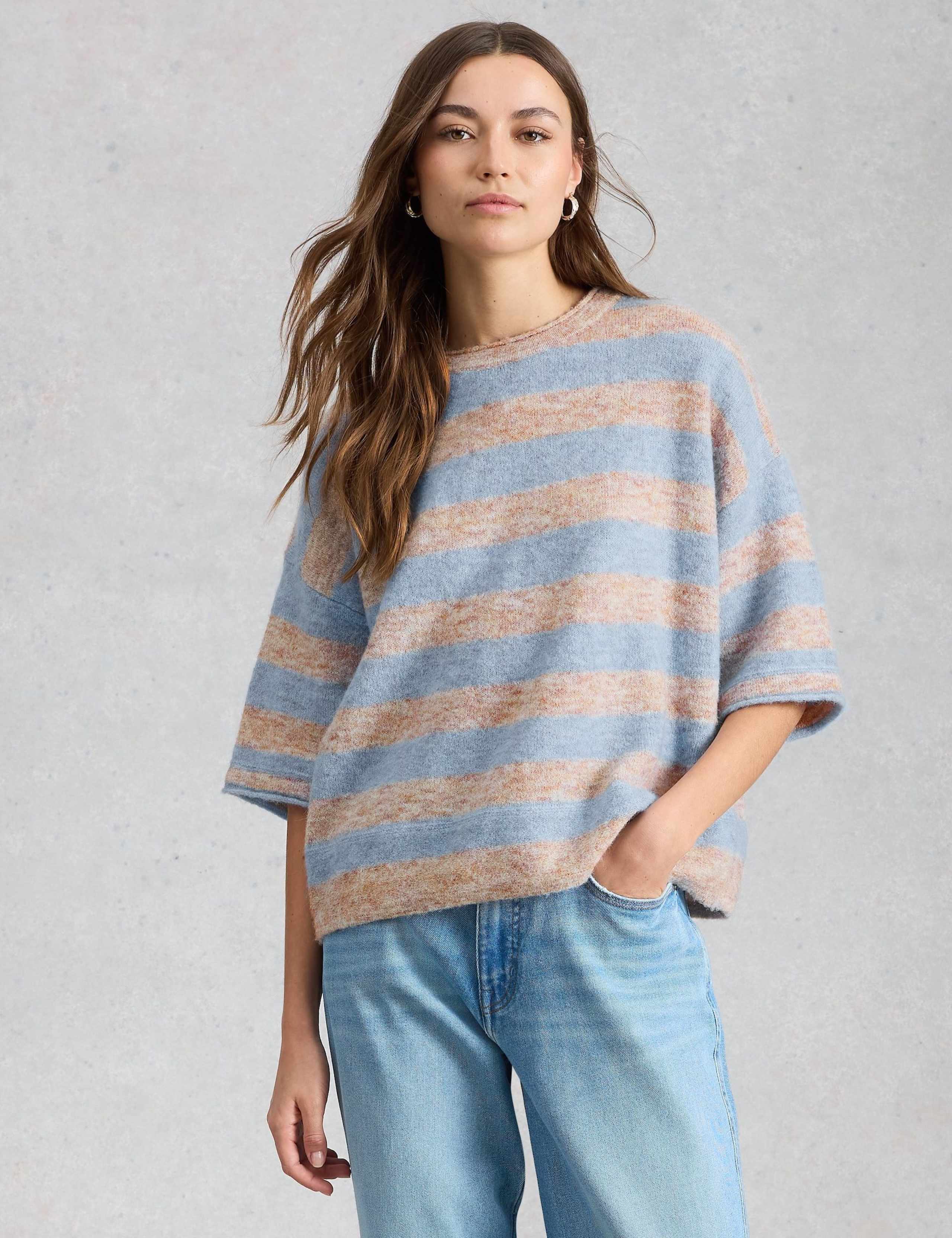 Striped Crew Neck Oversized Knitted T-Shirt 3 of 6