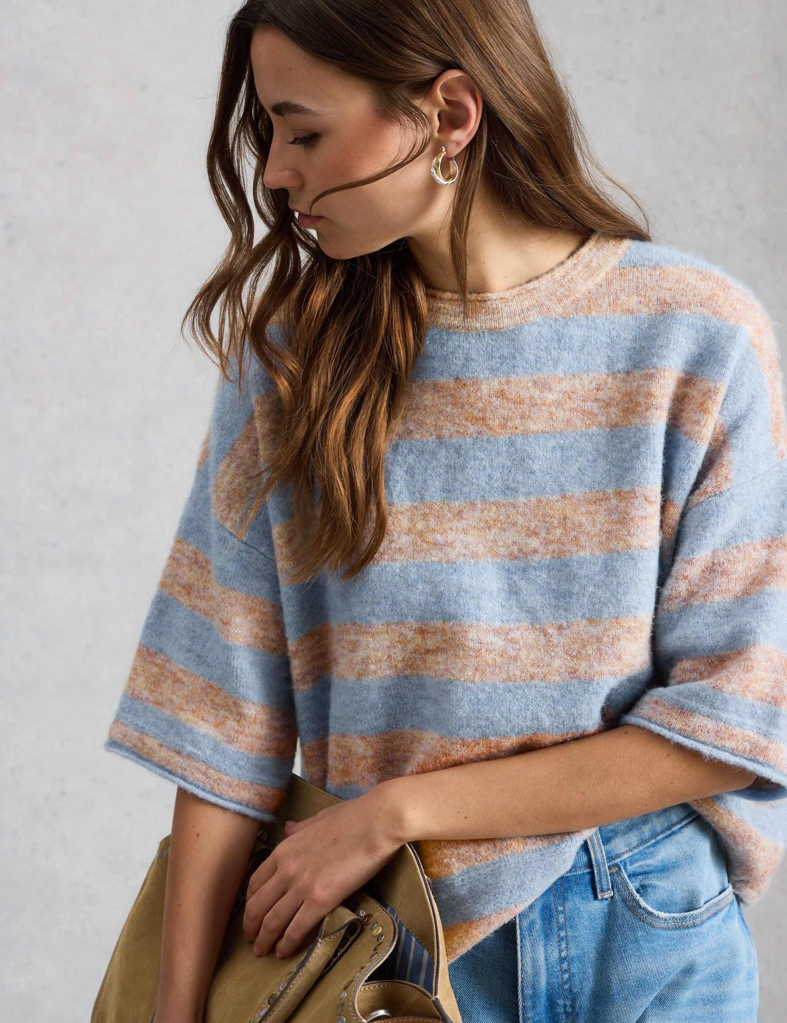 Striped Crew Neck Oversized Knitted T-Shirt 5 of 6