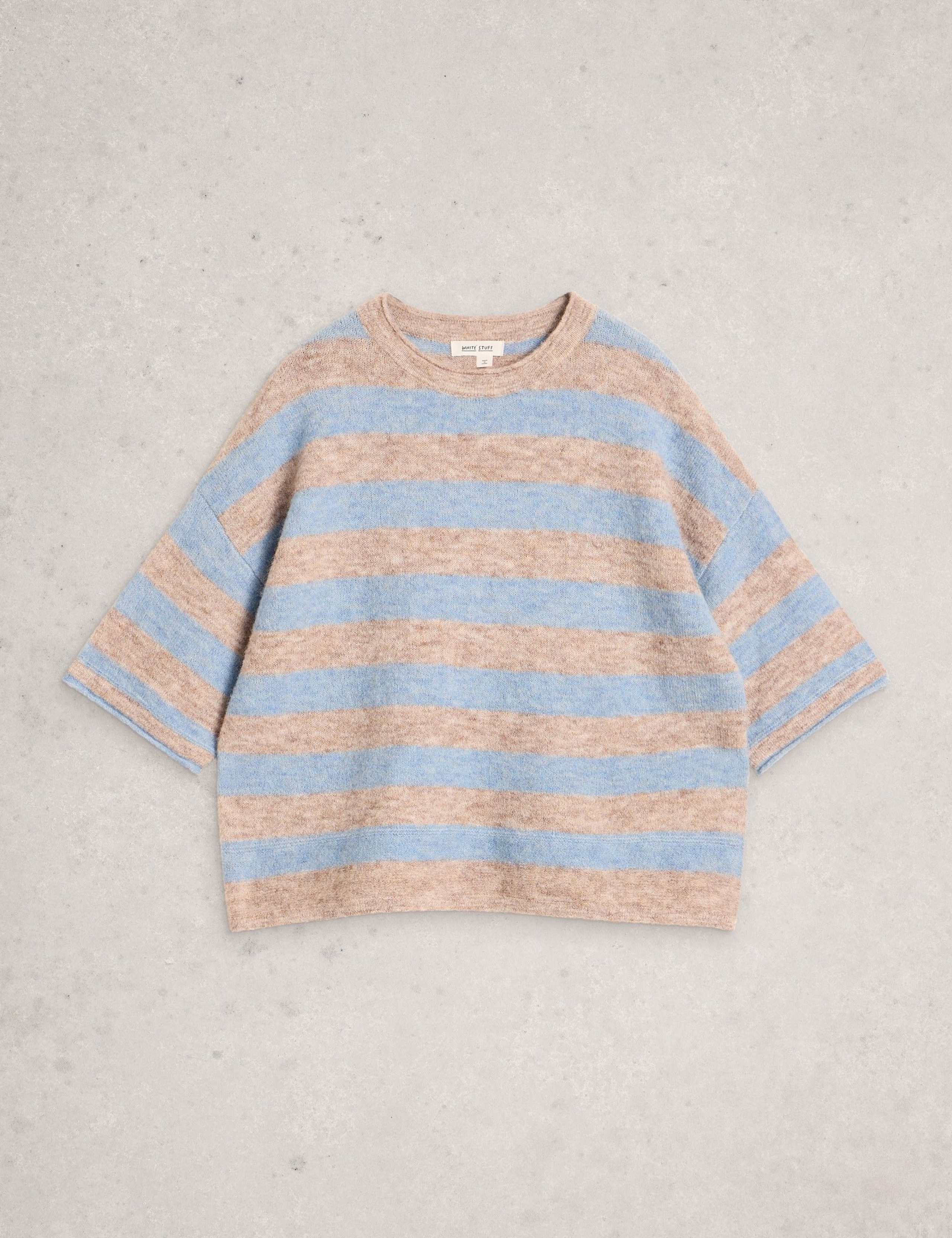 Striped Crew Neck Oversized Knitted T-Shirt 2 of 6