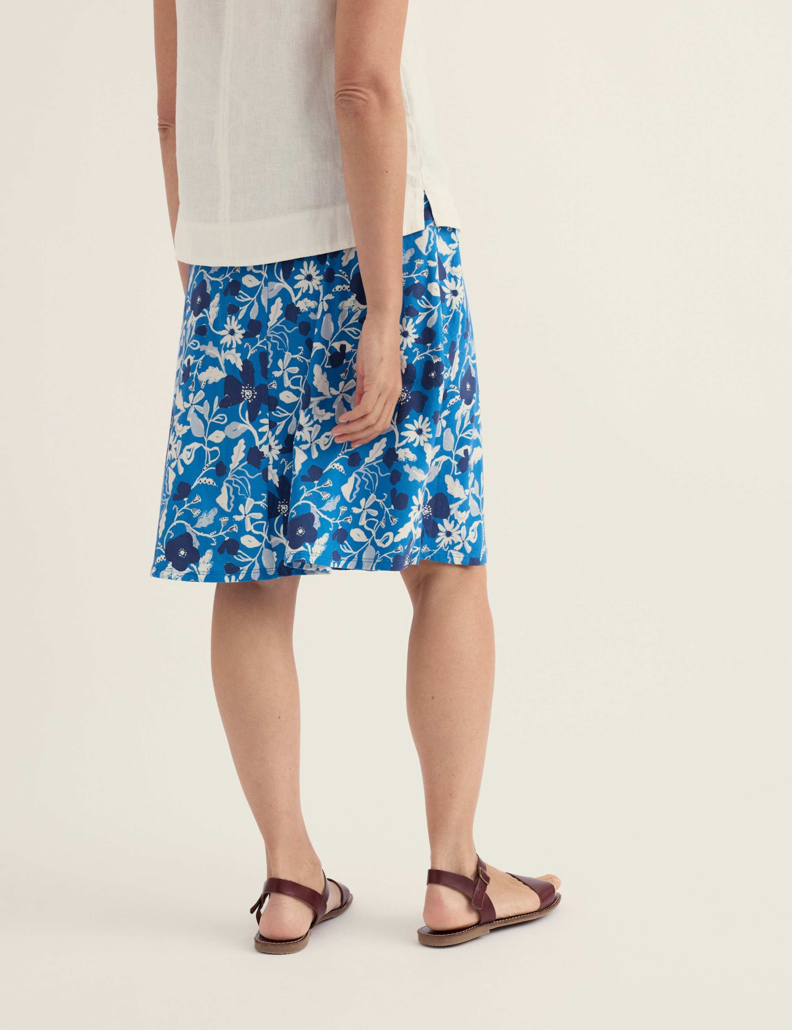 Cotton Rich Floral Knee Length A-Line Skirt 4 of 5