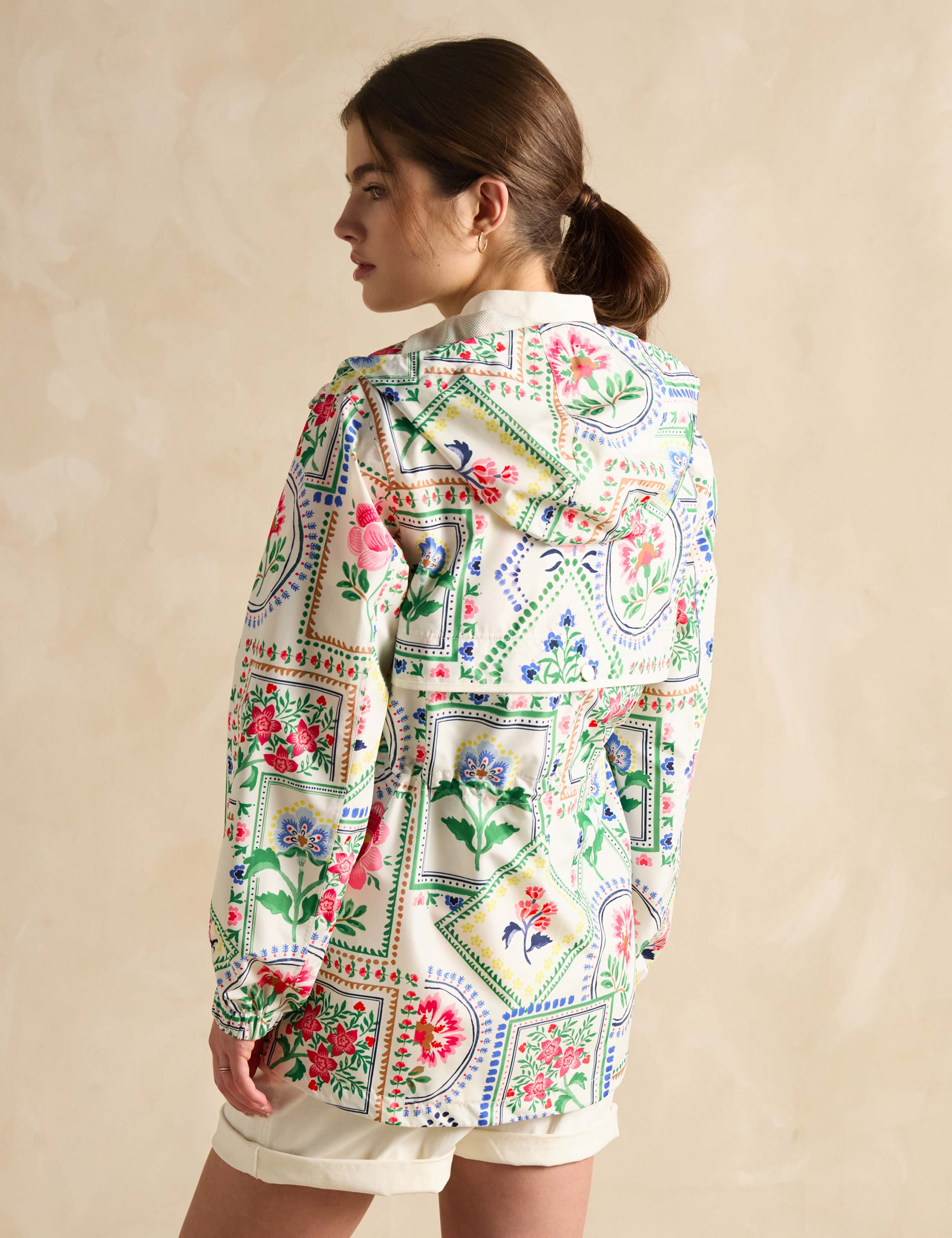 Waterproof Floral Hooded Short Raincoat 4 of 6