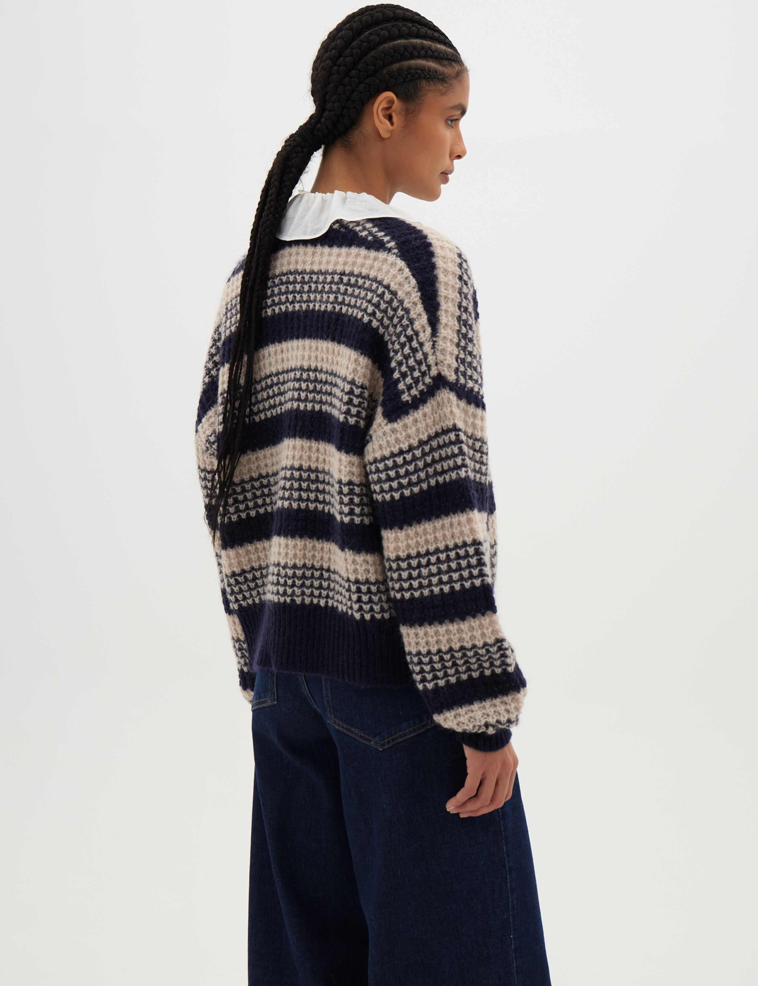 Skye Wool Blend Striped Relaxed Cardigan 4 of 6