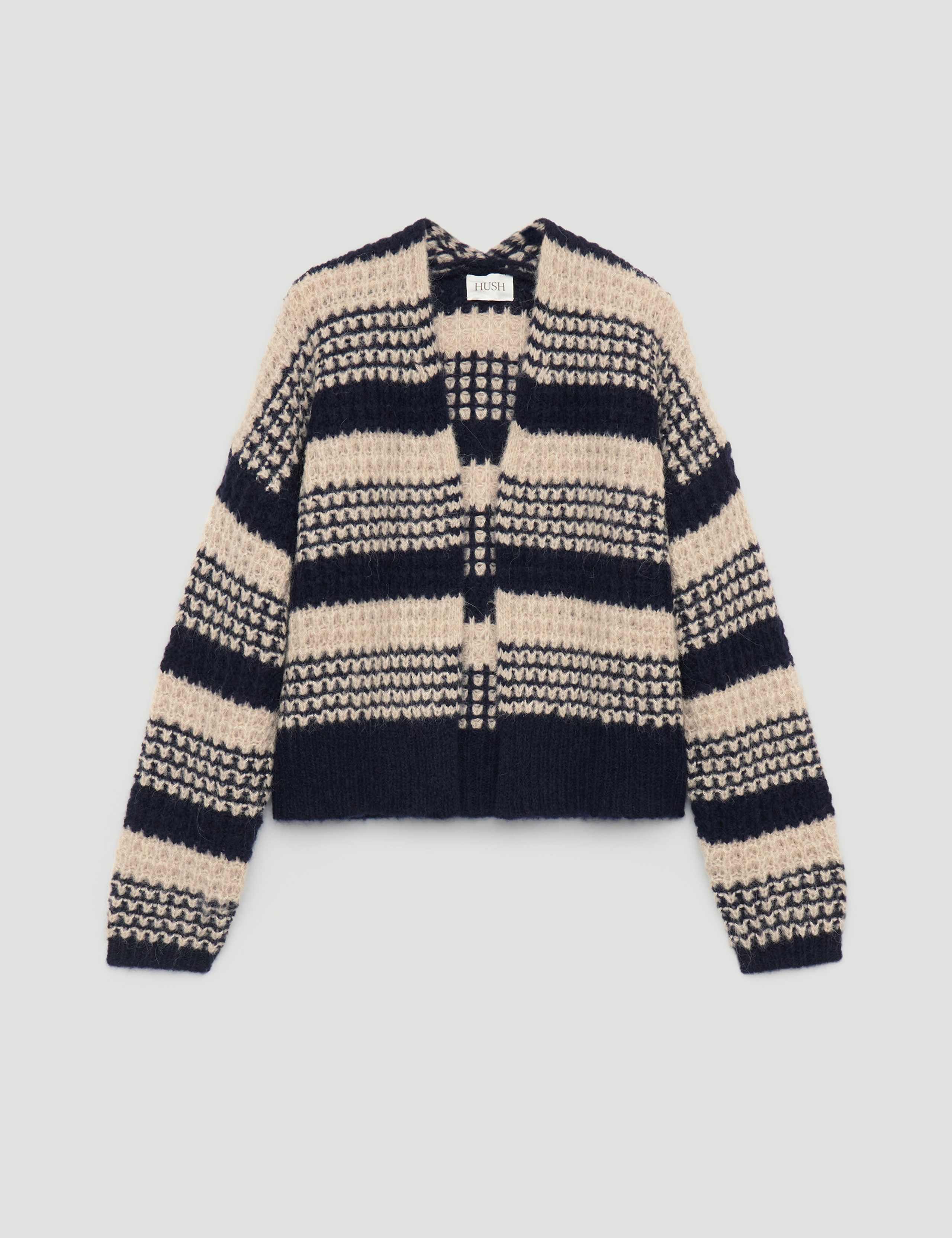 Skye Wool Blend Striped Relaxed Cardigan 2 of 6