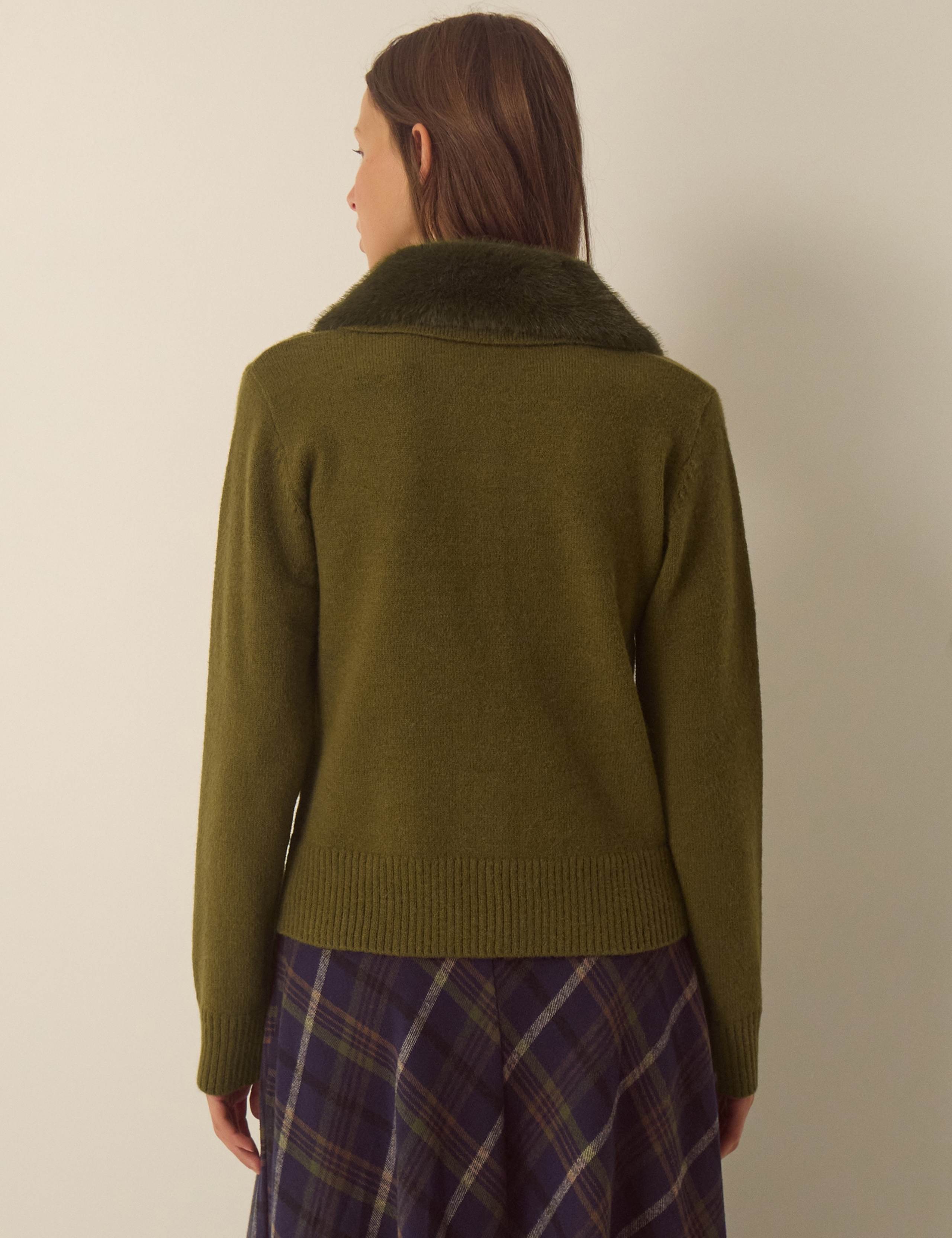 Faux Fur Collar Cardigan 3 of 4
