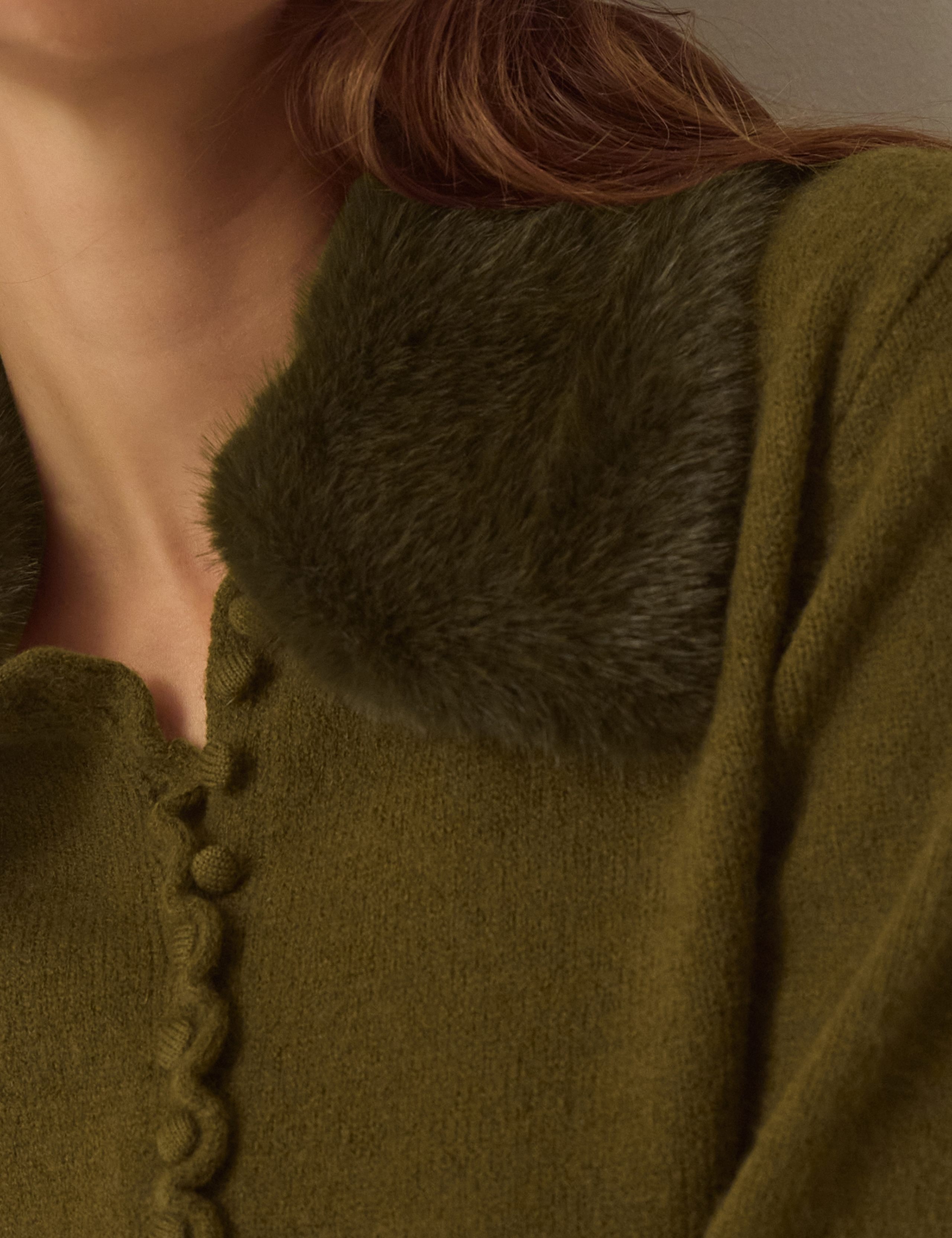 Faux Fur Collar Cardigan 4 of 4