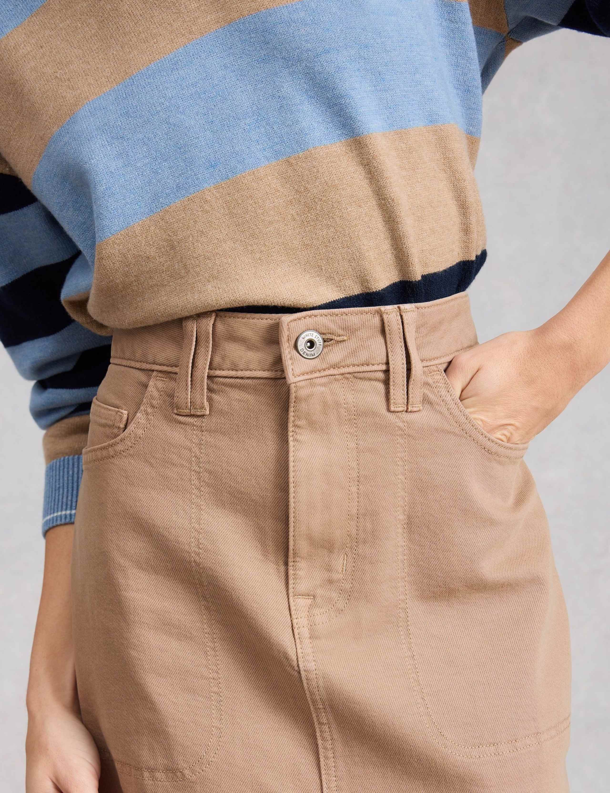 Cotton Rich Denim Split Front Midi Skirt 6 of 6