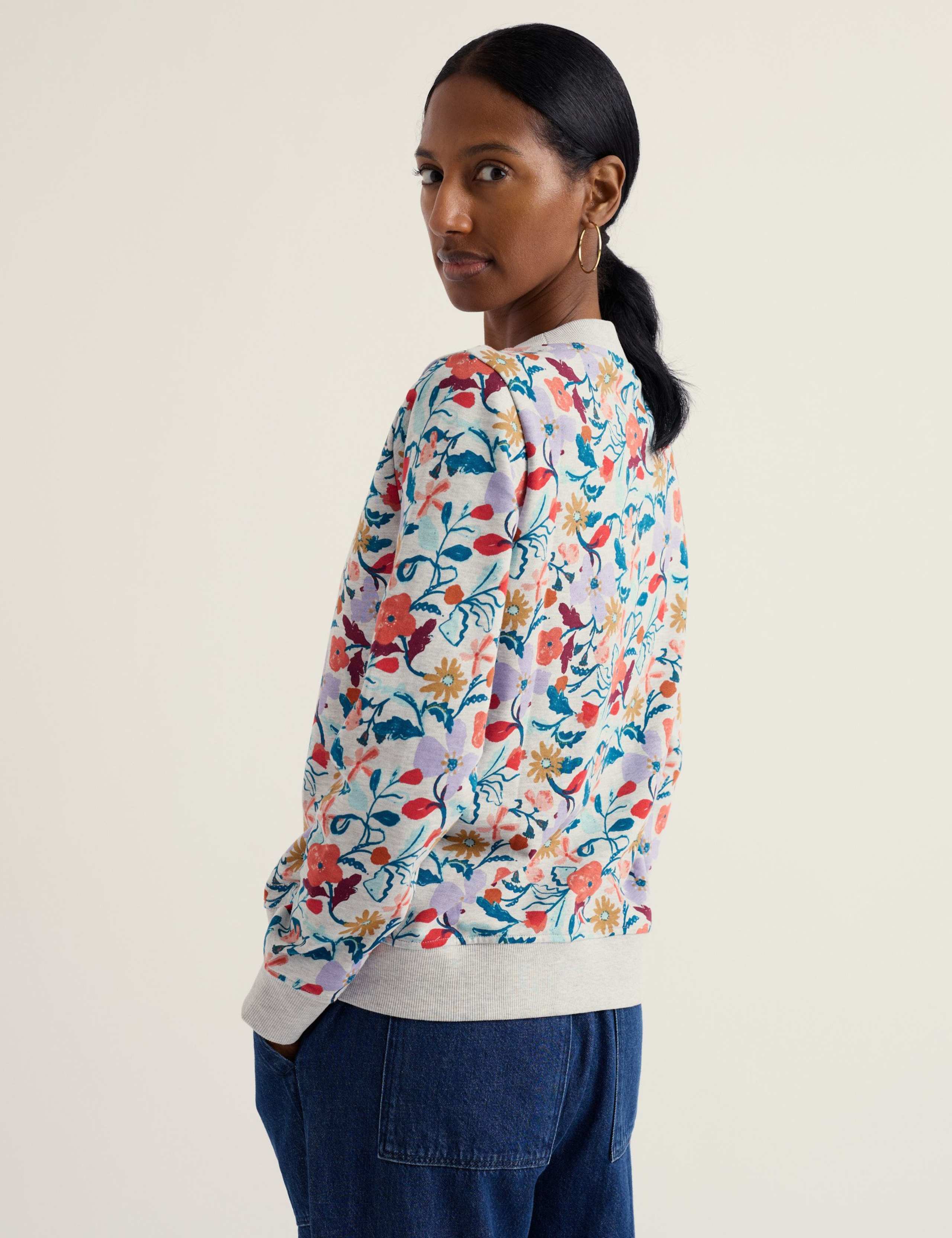Pure Cotton Floral Sweatshirt 4 of 5