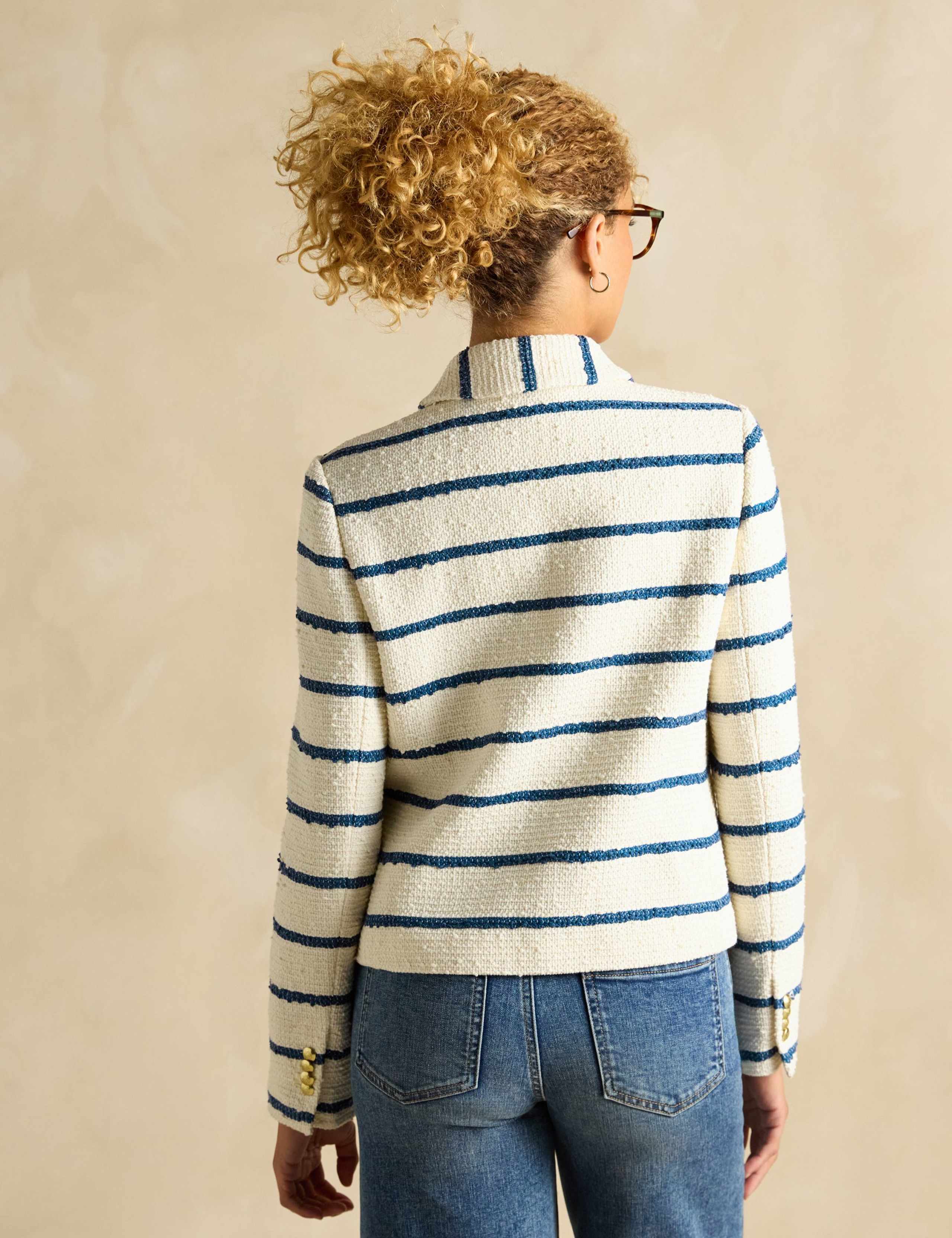Cotton Rich Striped Collared Jacket 4 of 6