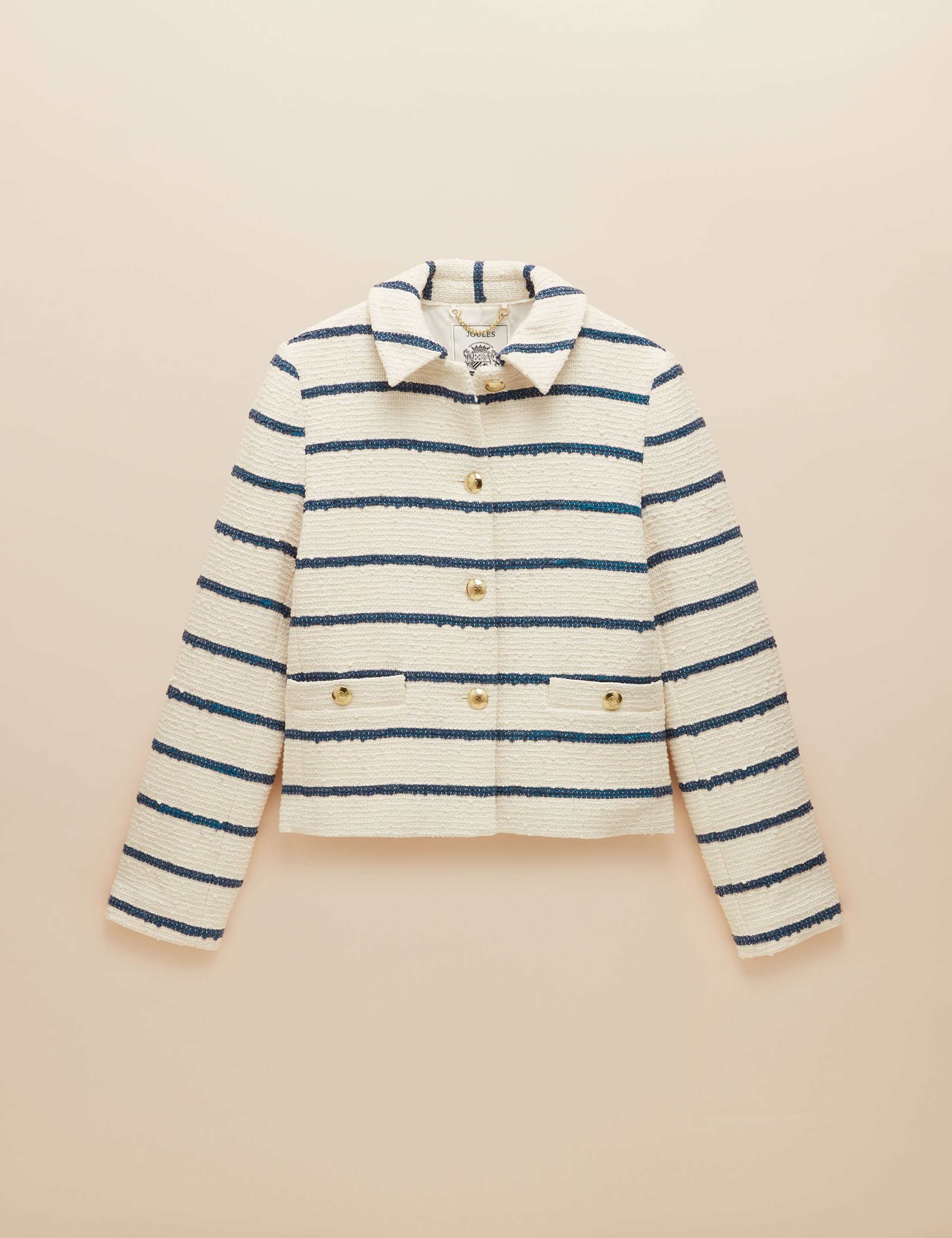 Cotton Rich Striped Collared Jacket 2 of 6