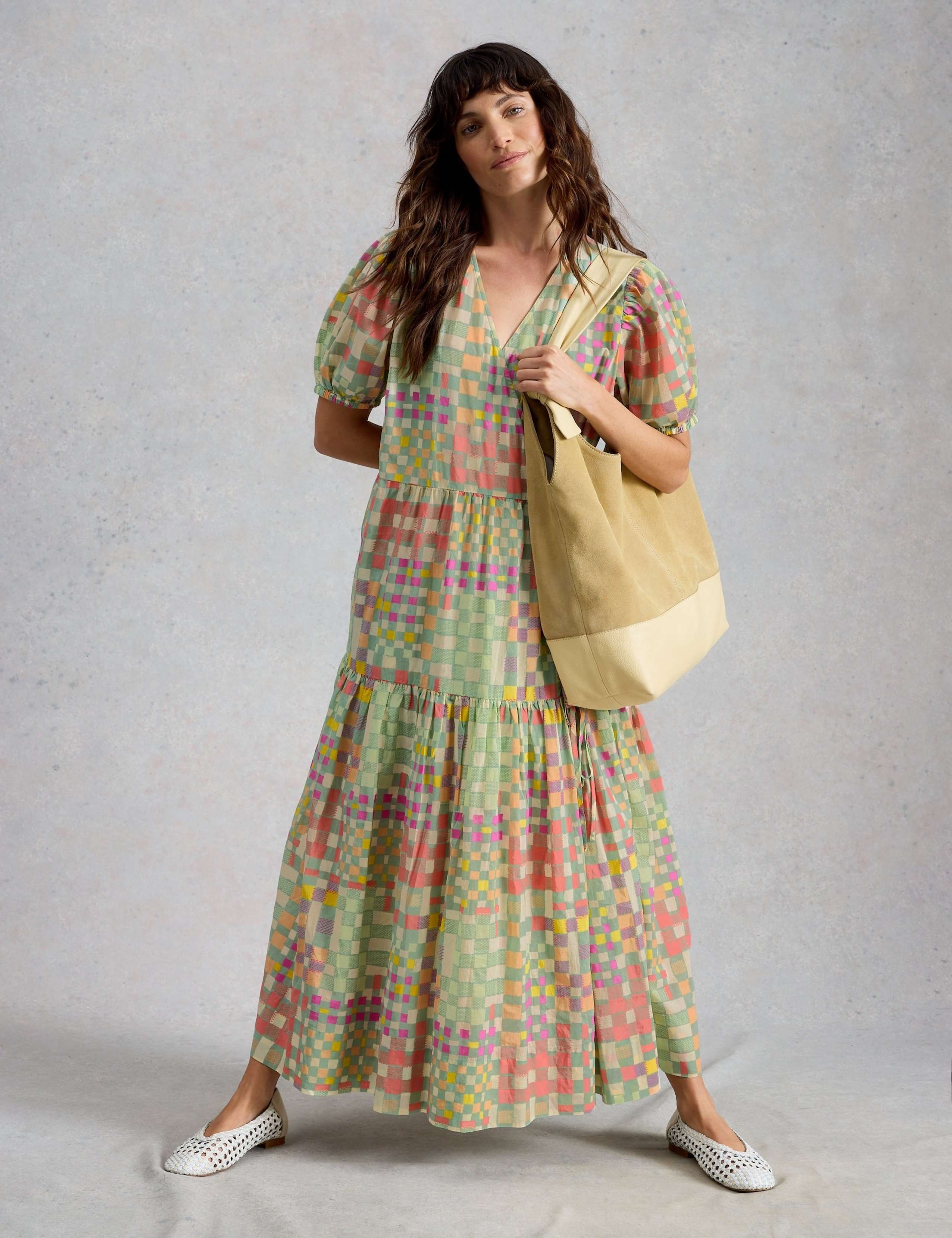 Pure Cotton Colour Block Midaxi Wrap Dress 1 of 6