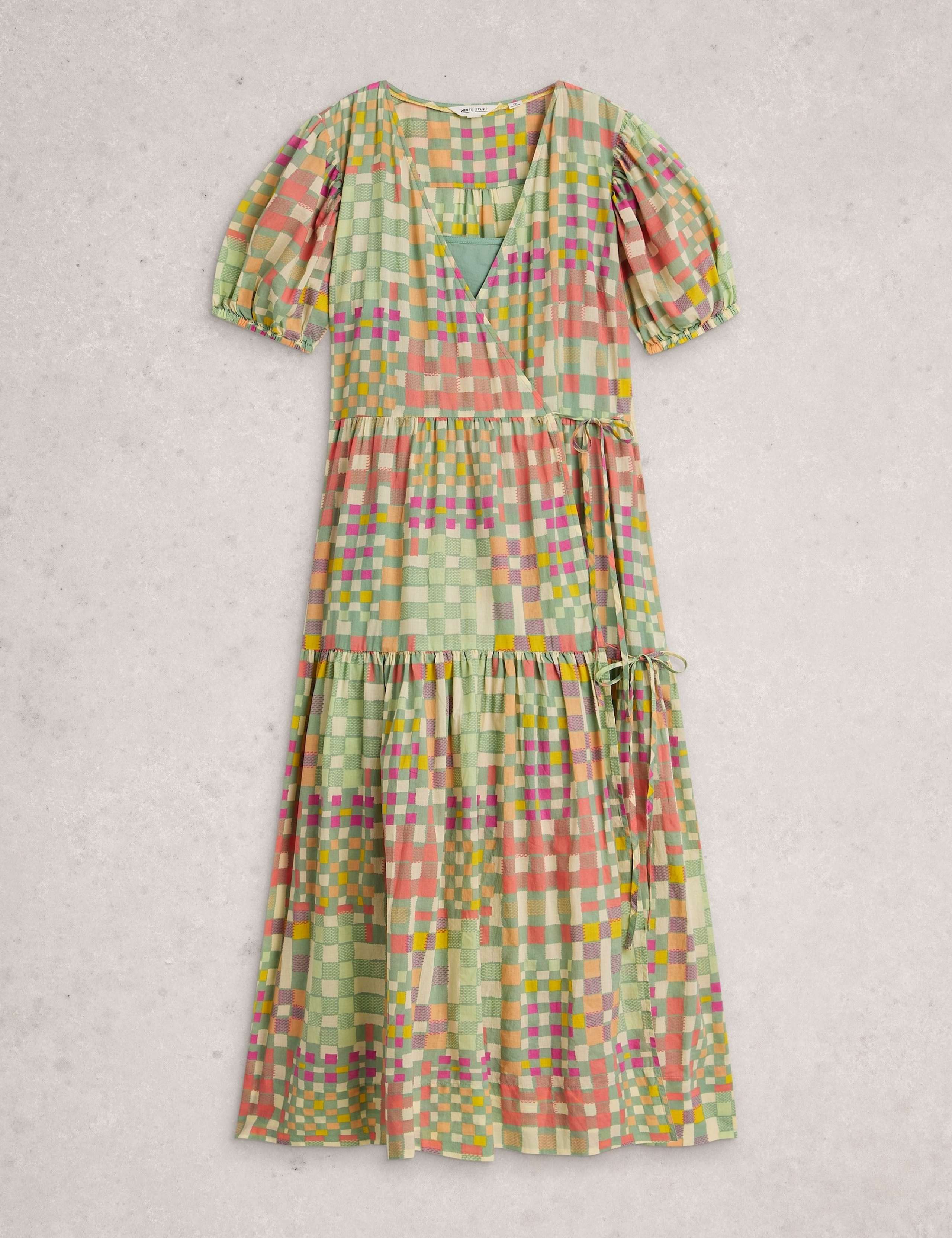 Pure Cotton Colour Block Midaxi Wrap Dress 2 of 6