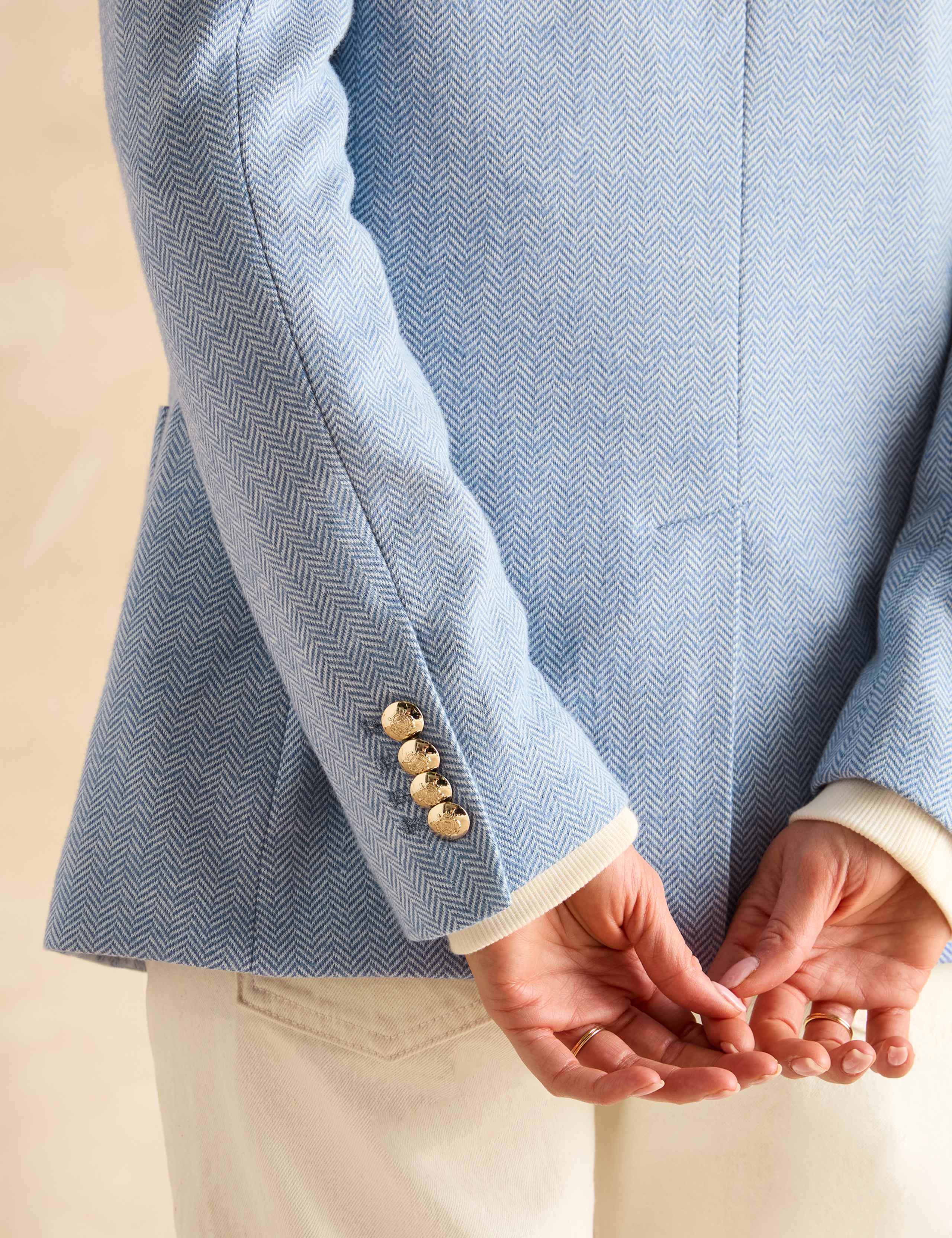 Cotton Rich Herringbone Single Breasted Blazer 10 of 10