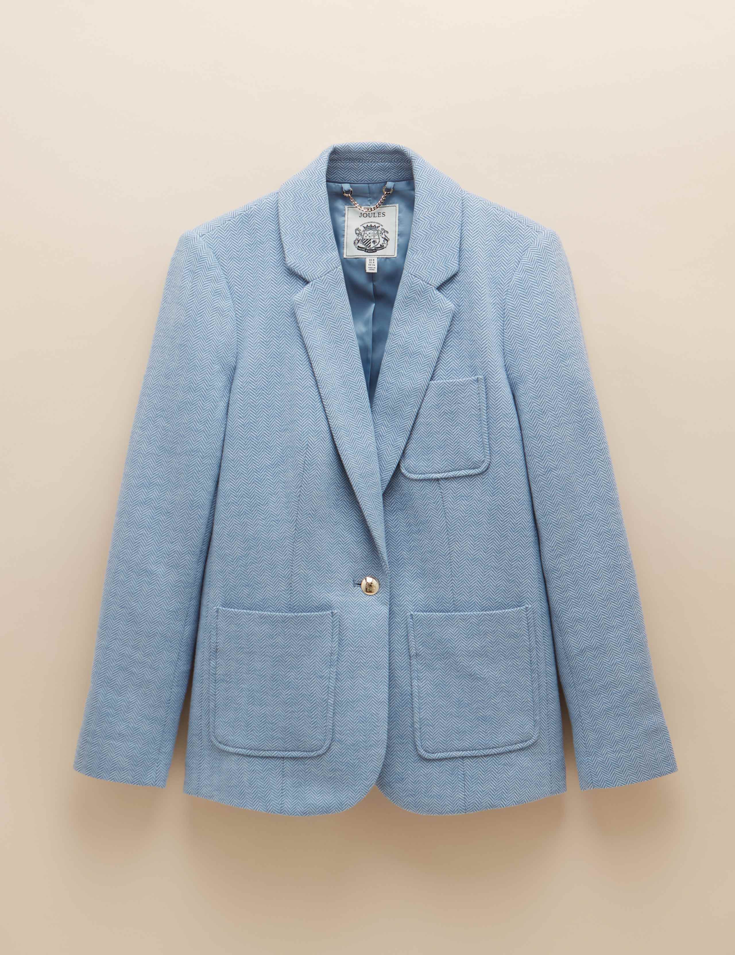 Cotton Rich Herringbone Single Breasted Blazer 2 of 10