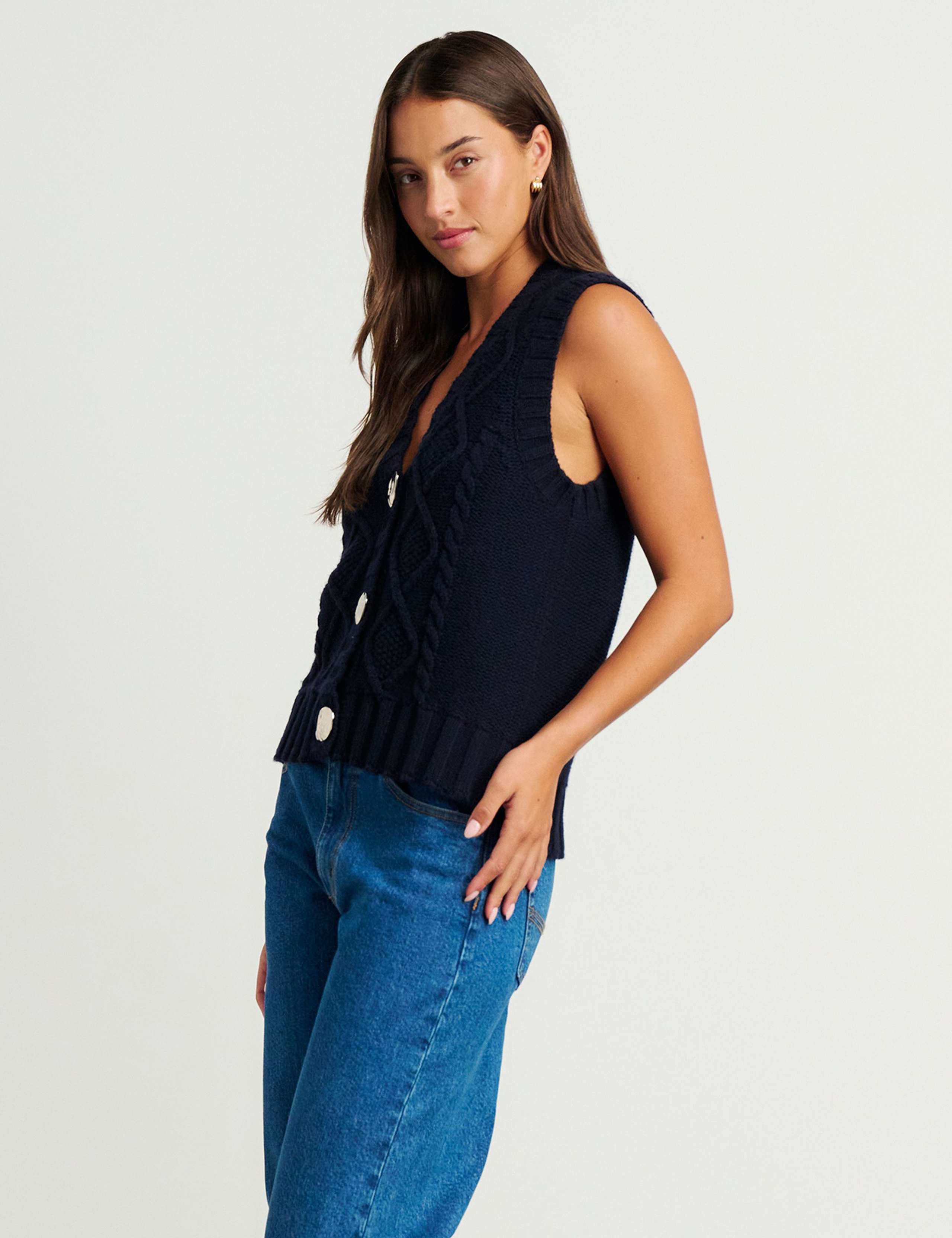 Pure Merino Wool Textured V-Neck Knitted Vest 5 of 7