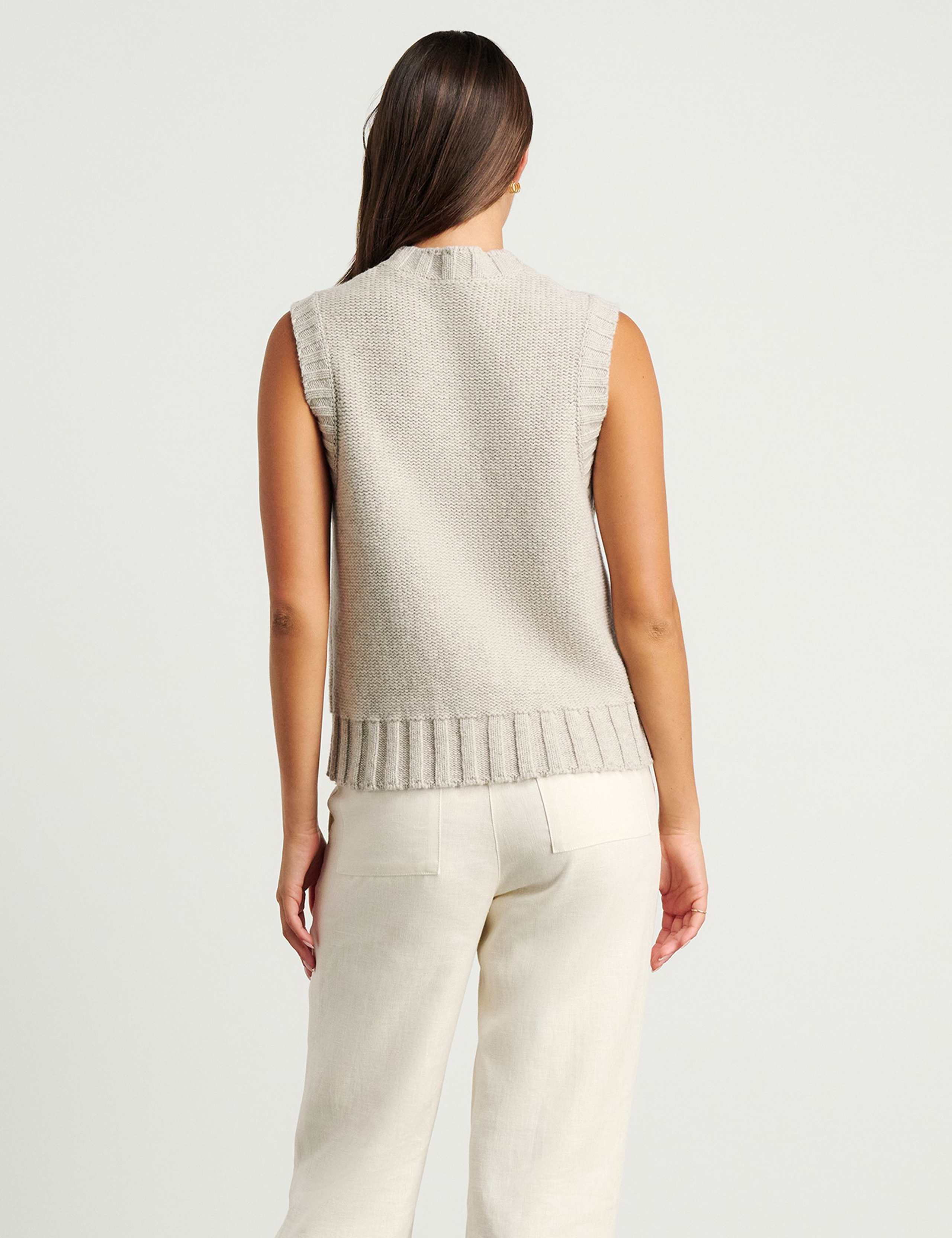 Pure Merino Wool Textured V-Neck Knitted Vest 7 of 7