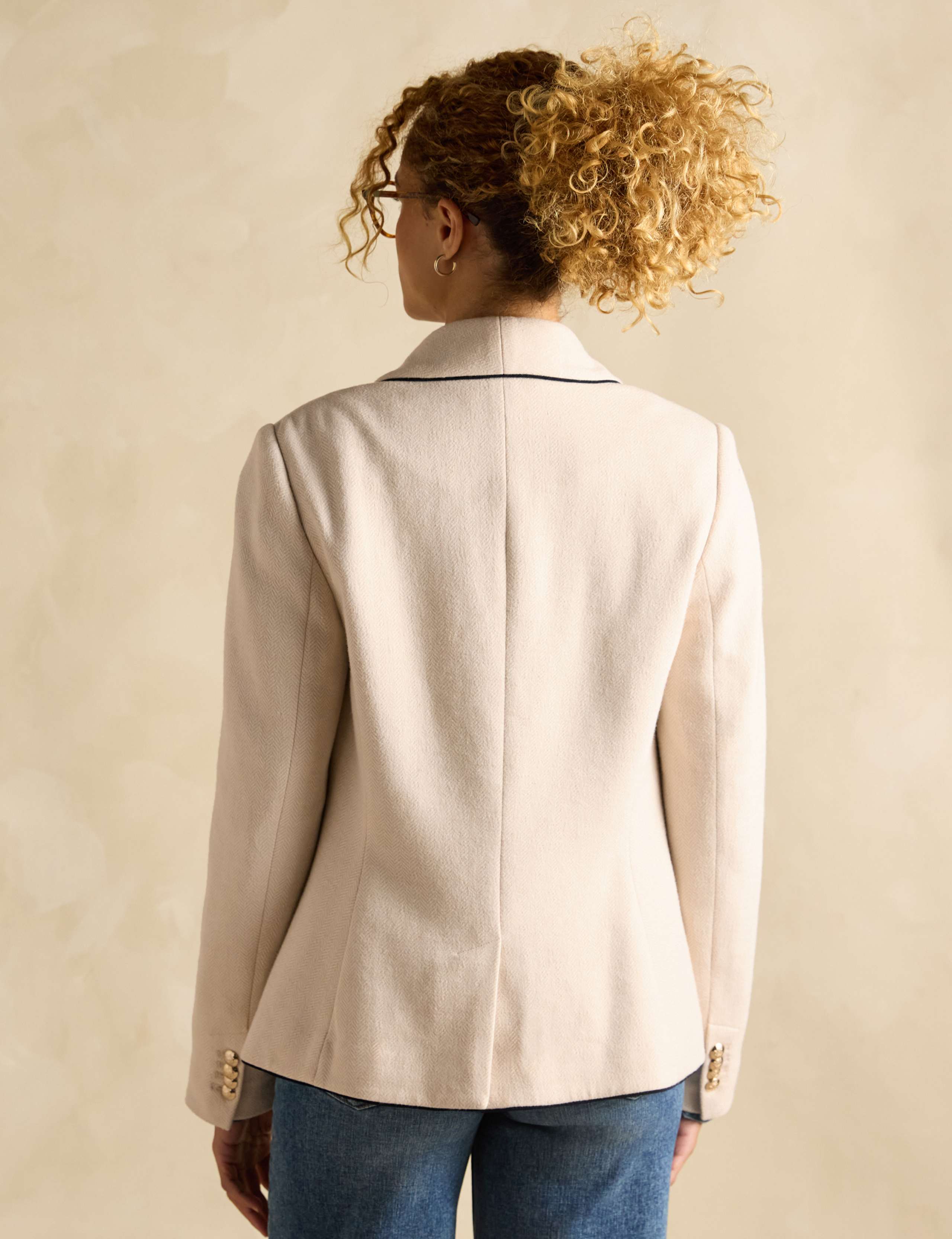Cotton Rich Herringbone Shawl Collar Blazer 3 of 6
