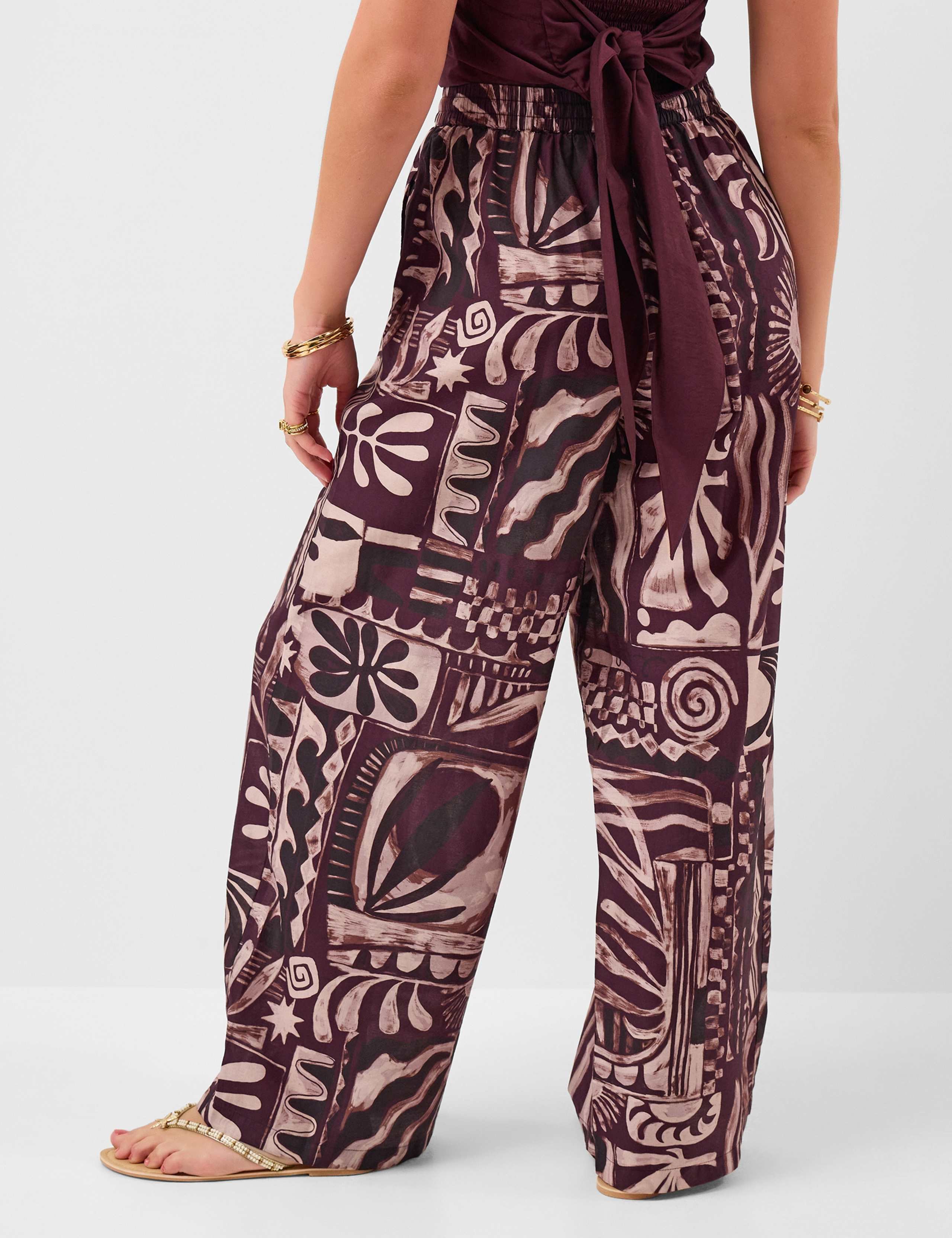 Abstract Printed Drawstring Wide Leg Trousers 3 of 5