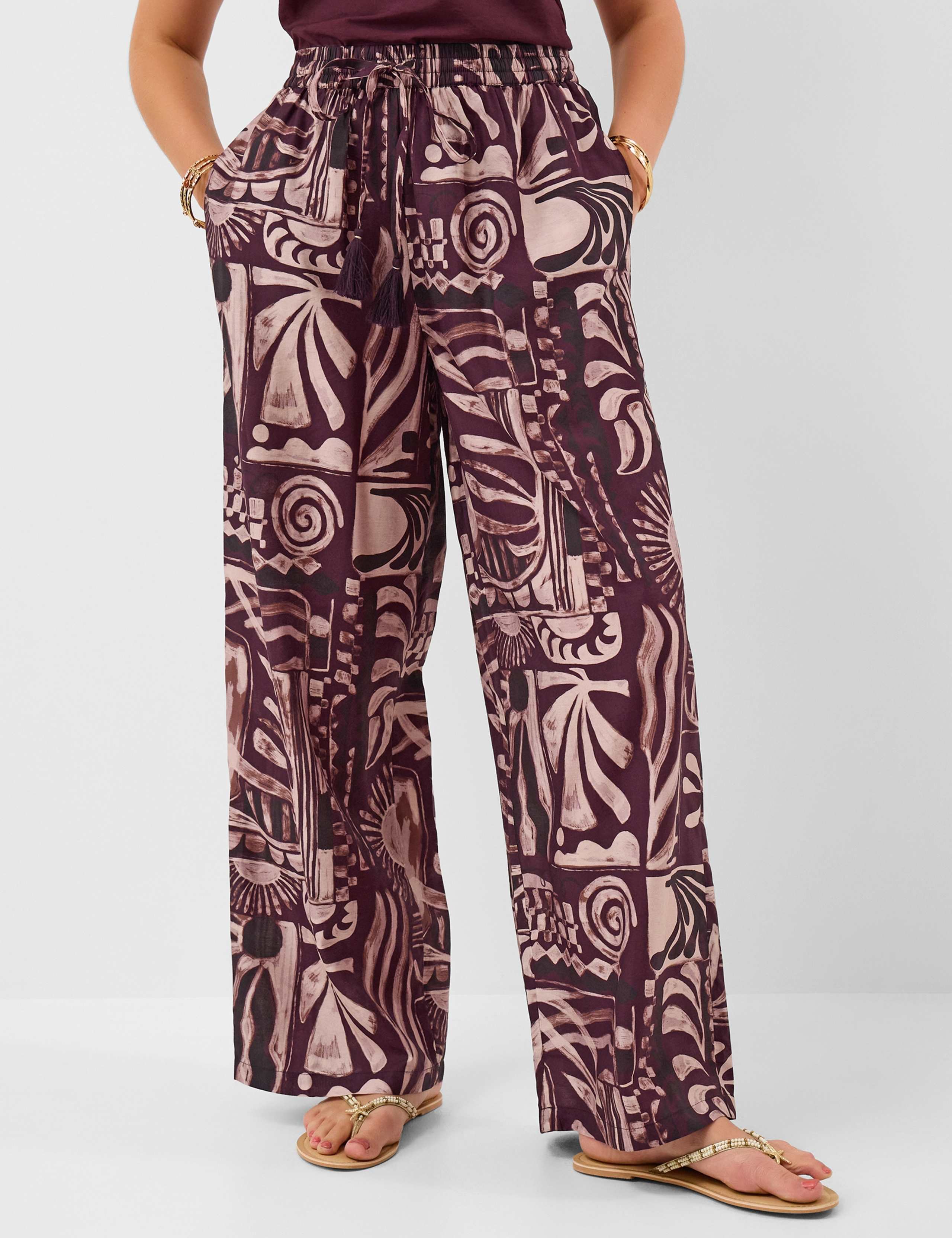 Abstract Printed Drawstring Wide Leg Trousers 4 of 5