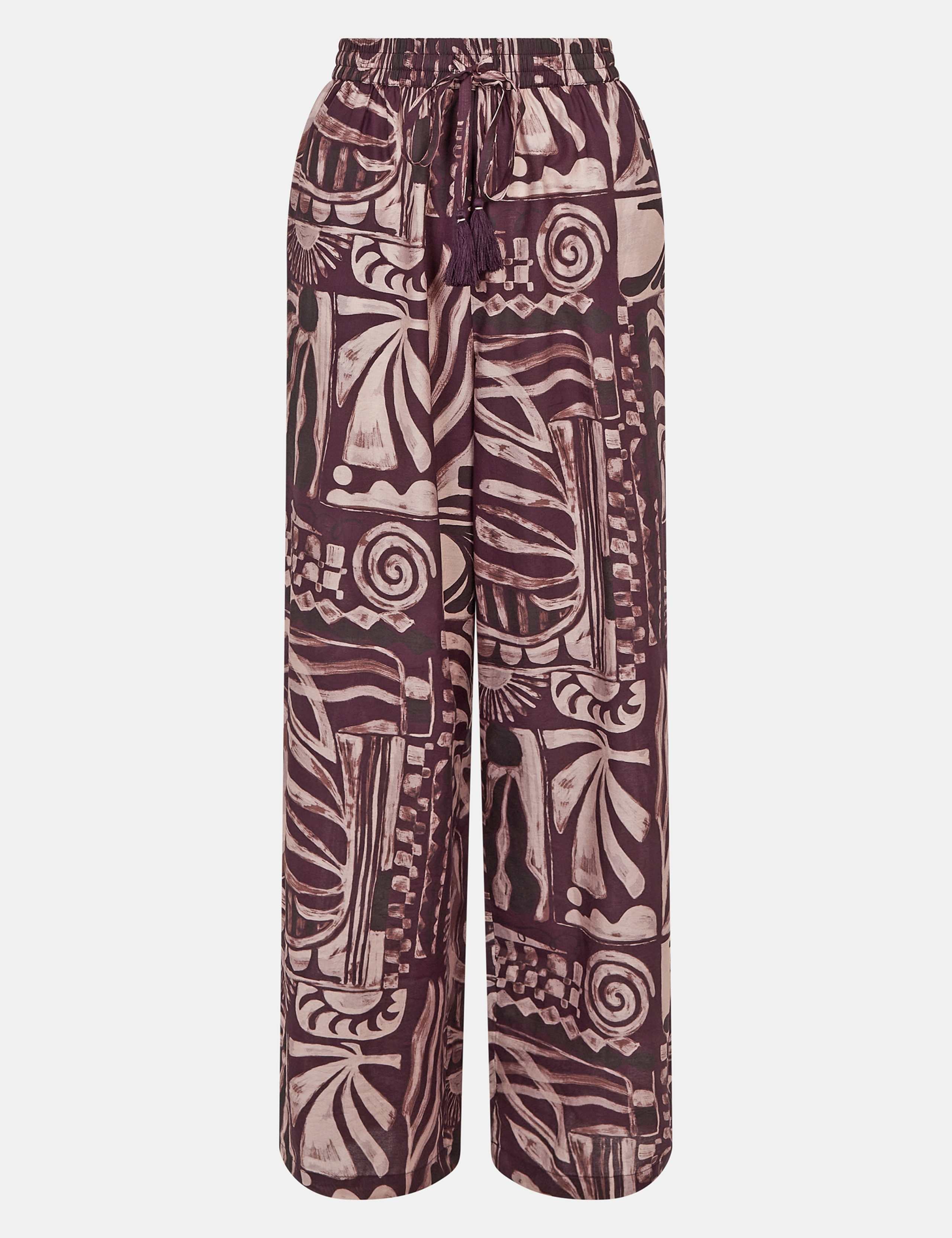 Abstract Printed Drawstring Wide Leg Trousers 2 of 5