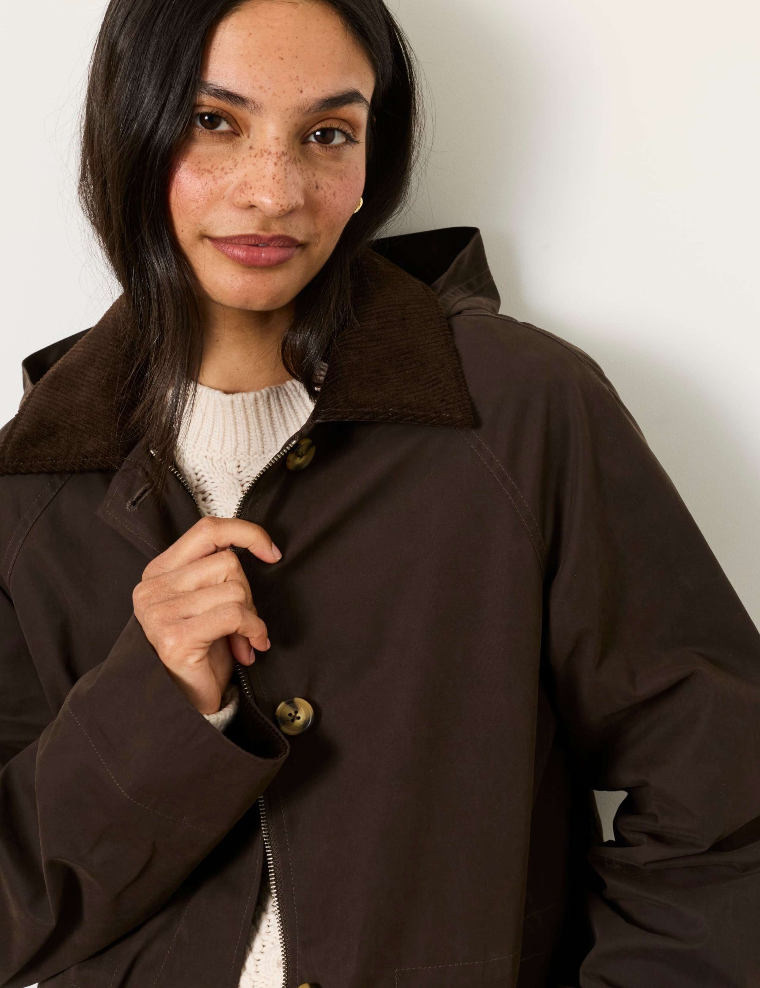 Cotton Blend Hooded Longline Coat 7 of 8