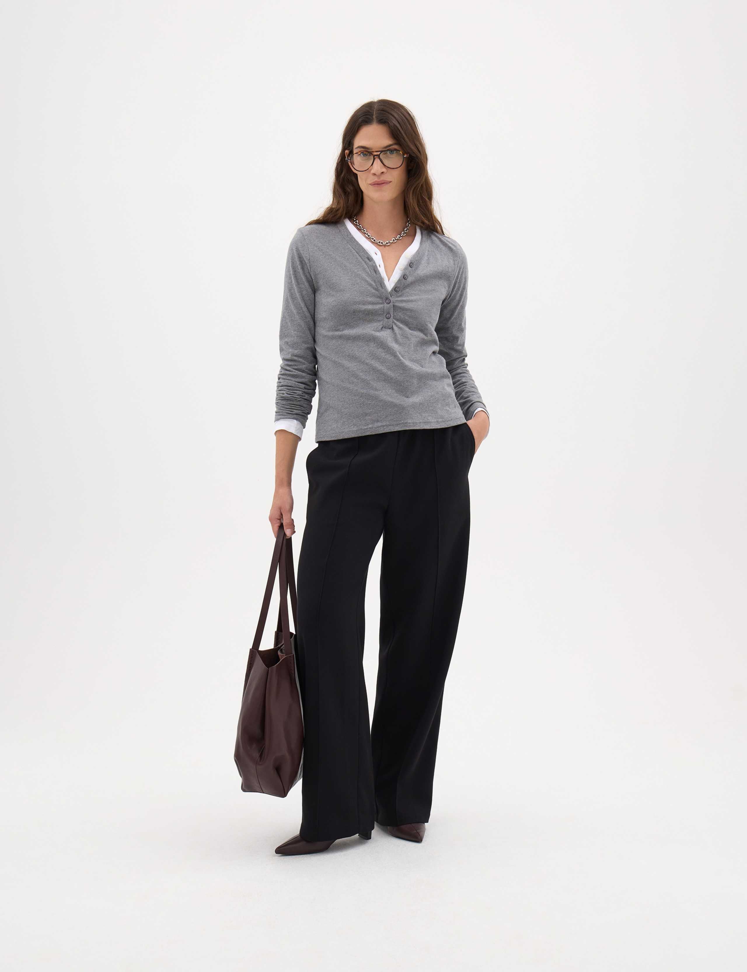 Pure Cotton V Neck Regular Fit Henley T-Shirt 5 of 5