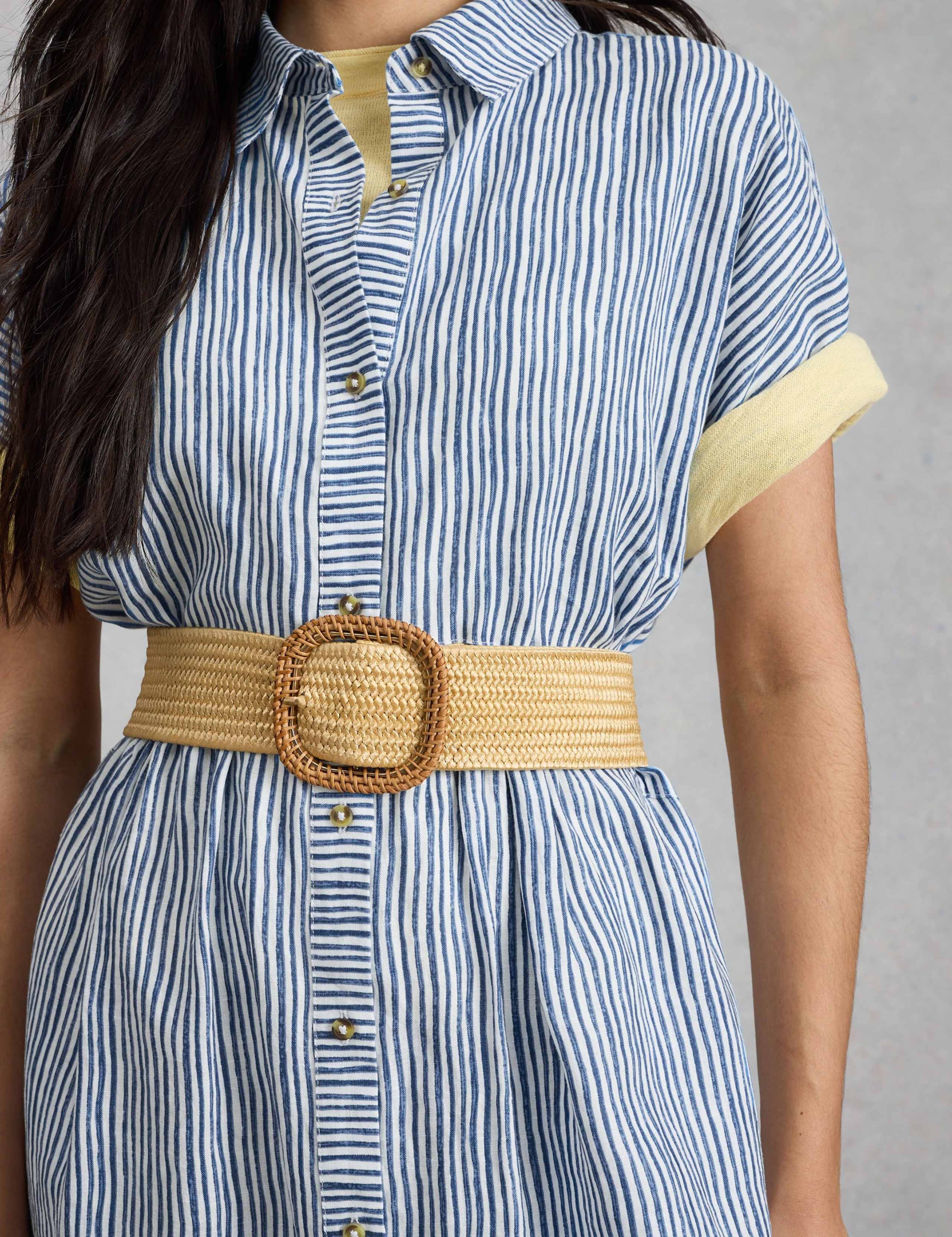 Linen Rich Striped Midi Shirt Dress 4 of 6