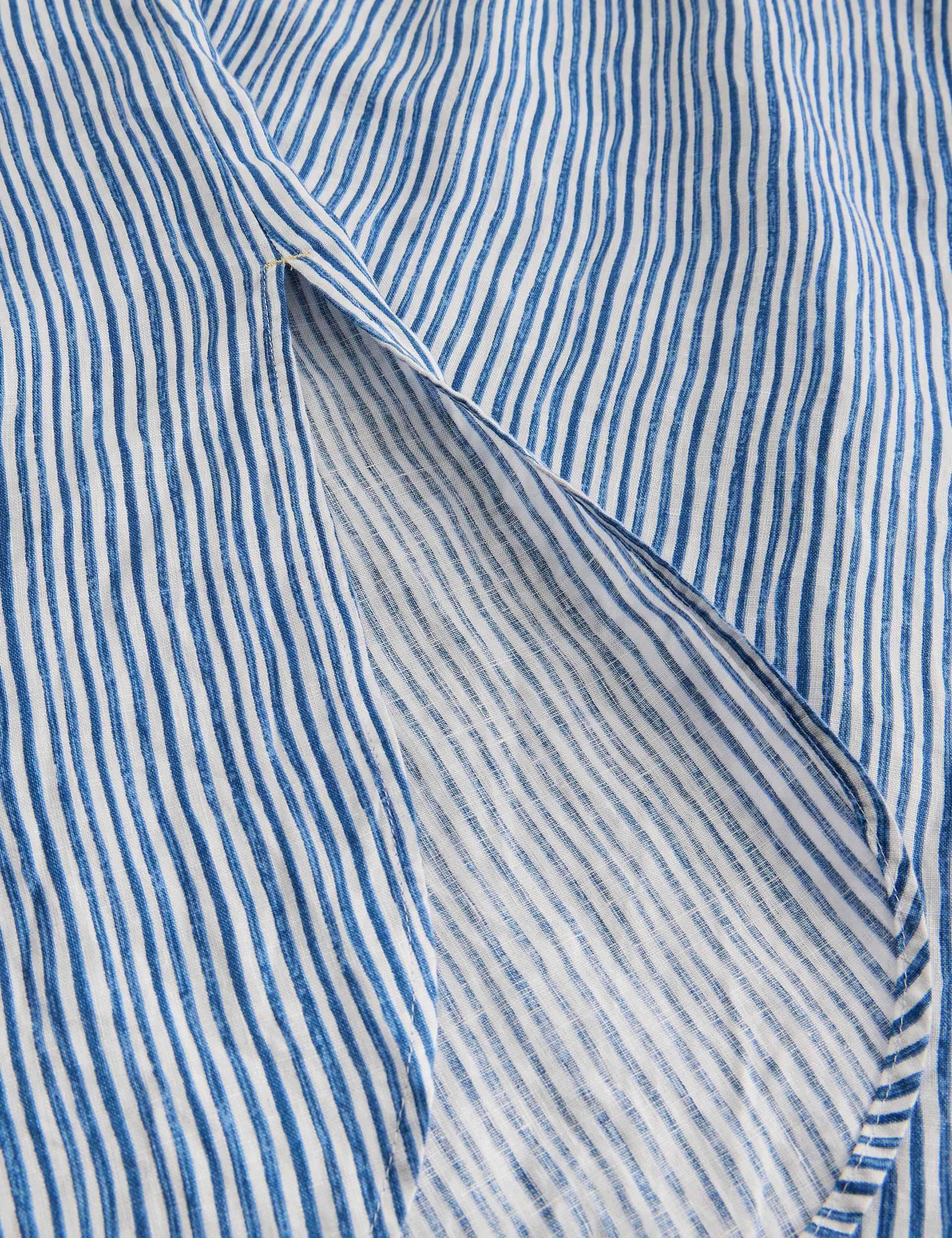 Linen Rich Striped Midi Shirt Dress 6 of 6