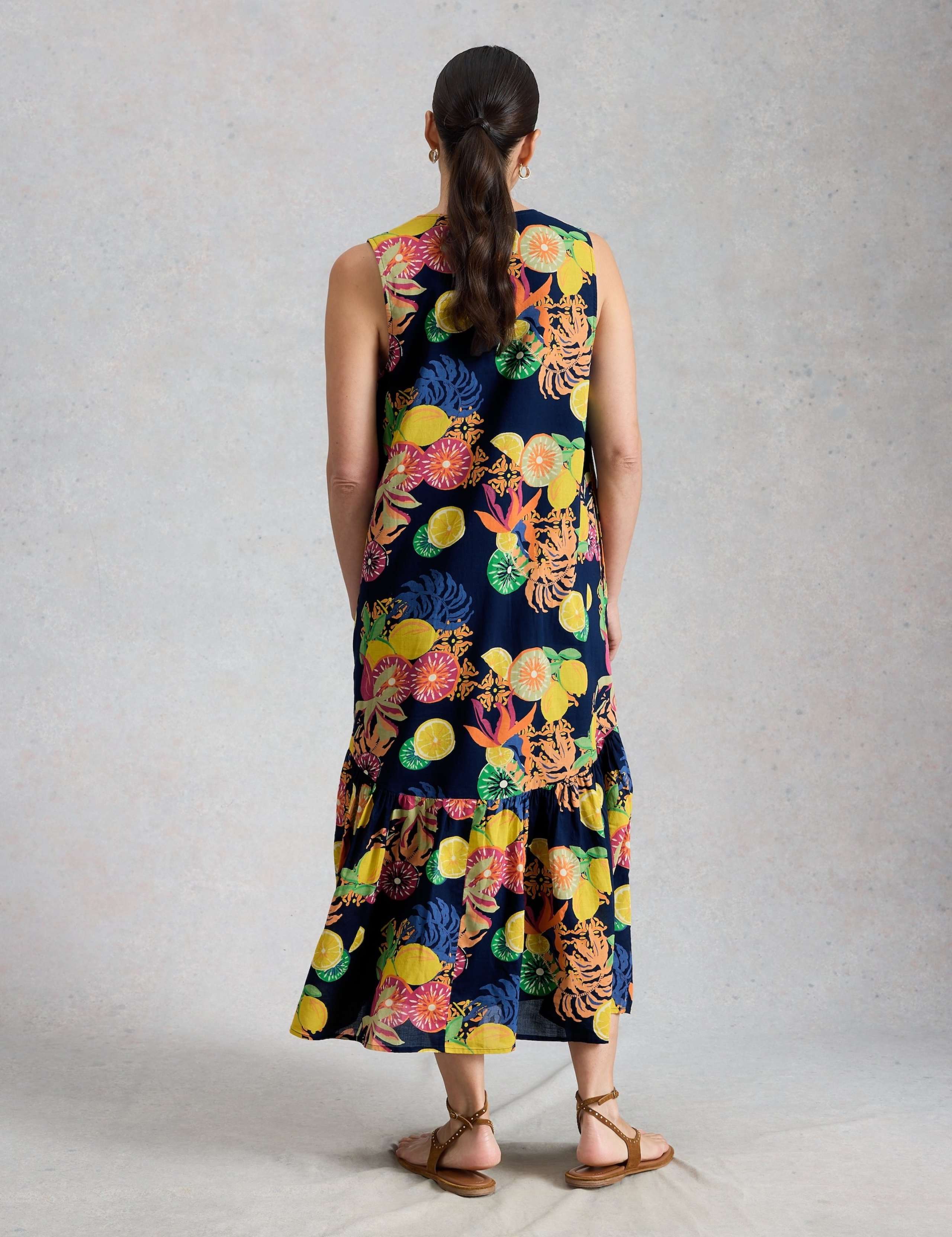 Pure Cotton Floral V-Neck Midi Tiered Dress 3 of 6