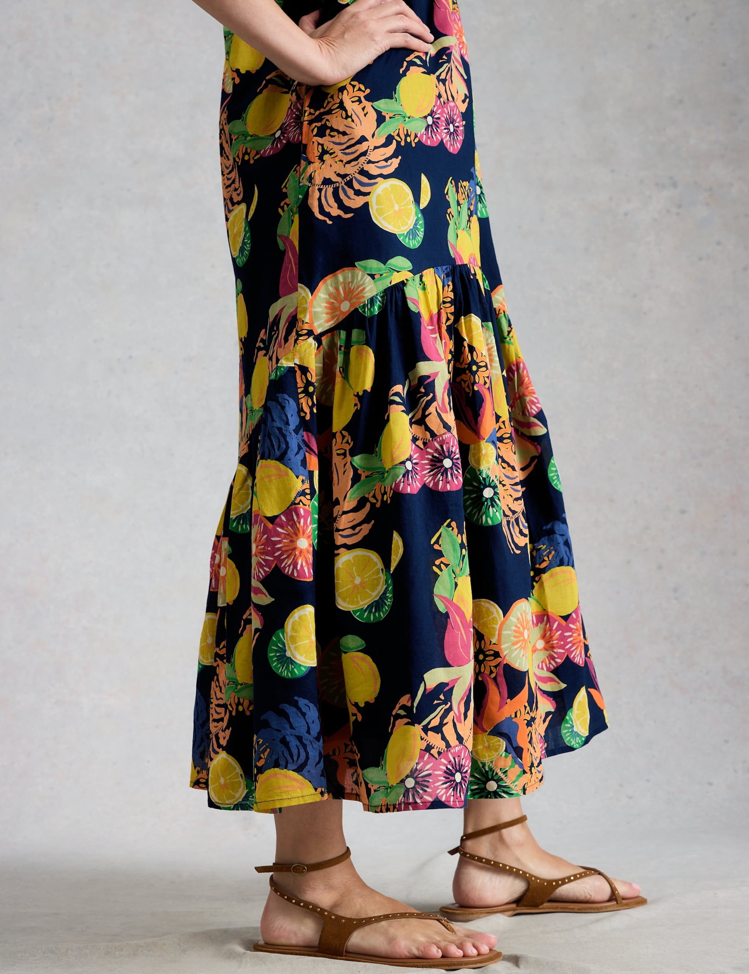 Pure Cotton Floral V-Neck Midi Tiered Dress 6 of 6