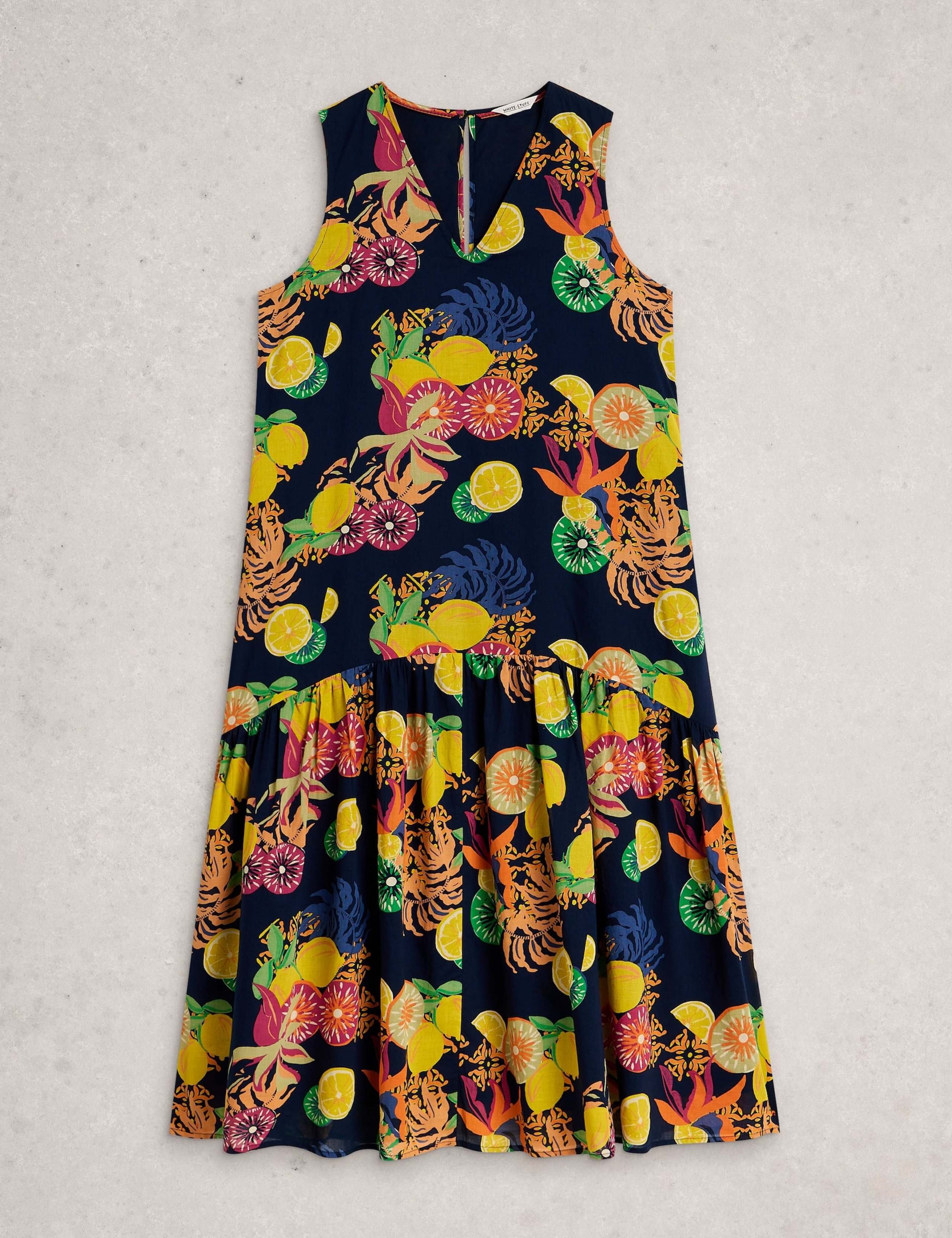 Pure Cotton Floral V-Neck Midi Tiered Dress 2 of 6