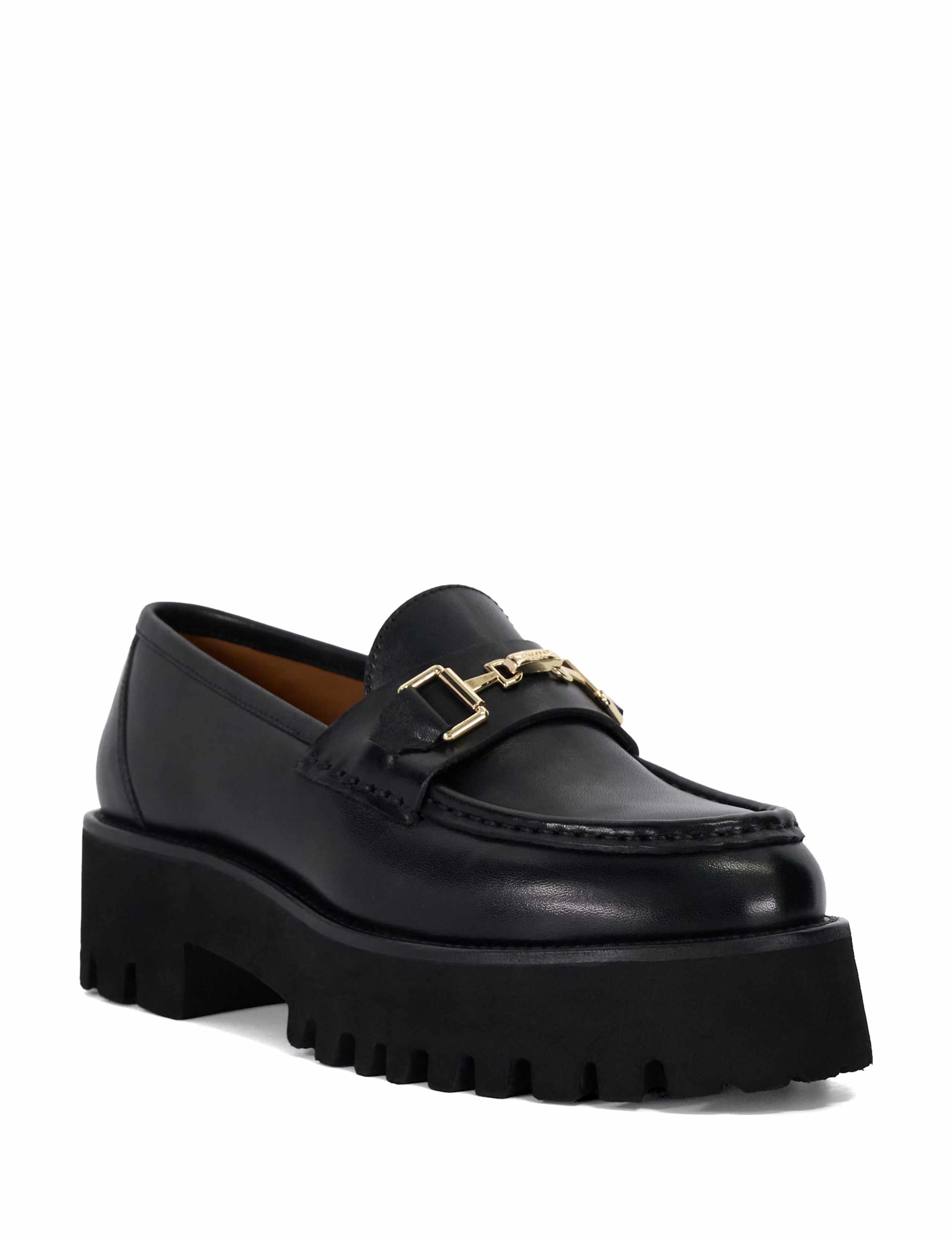 Leather Chunky Block Heel Loafers 4 of 5