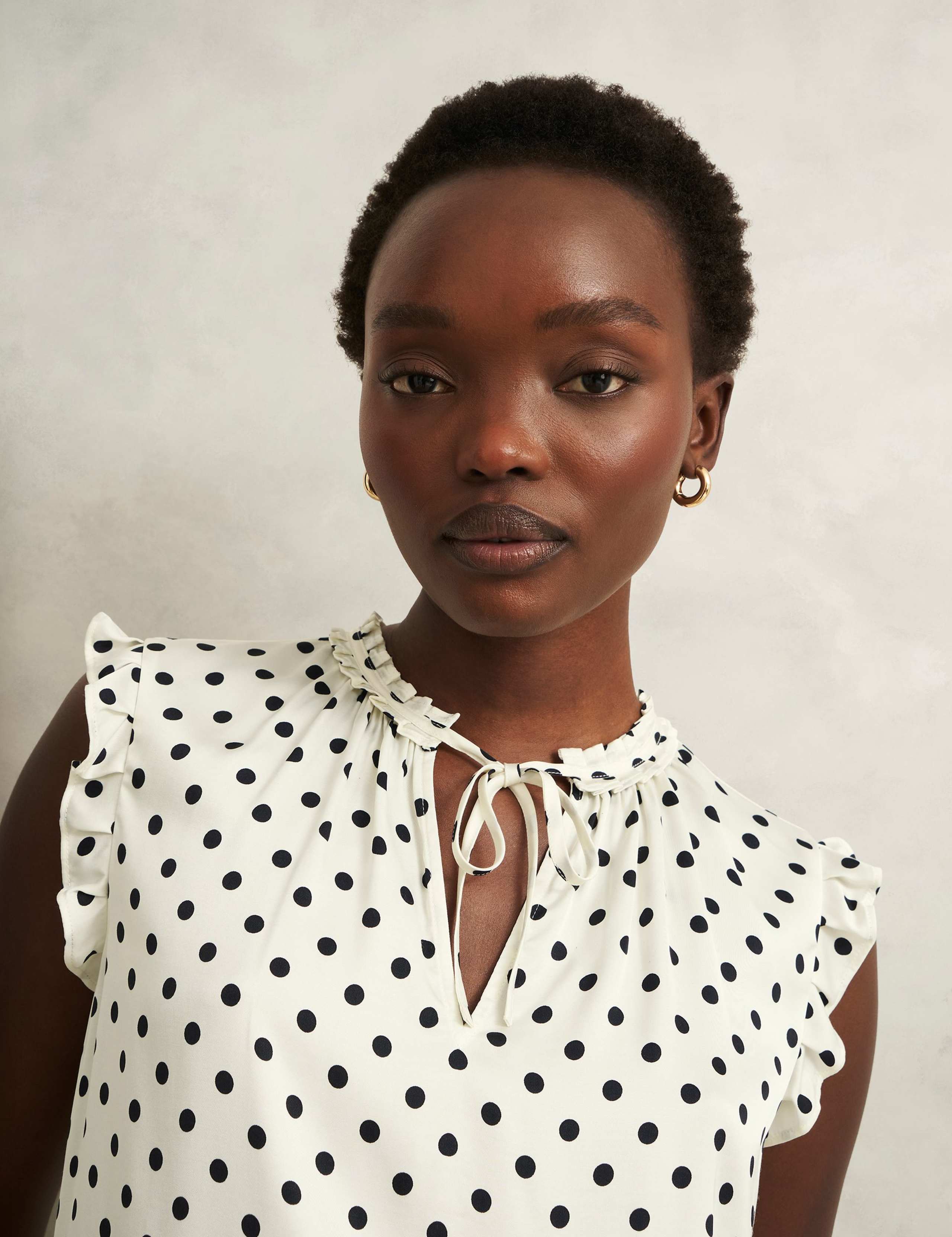 Polka Dot Tie Neck Blouse 6 of 7