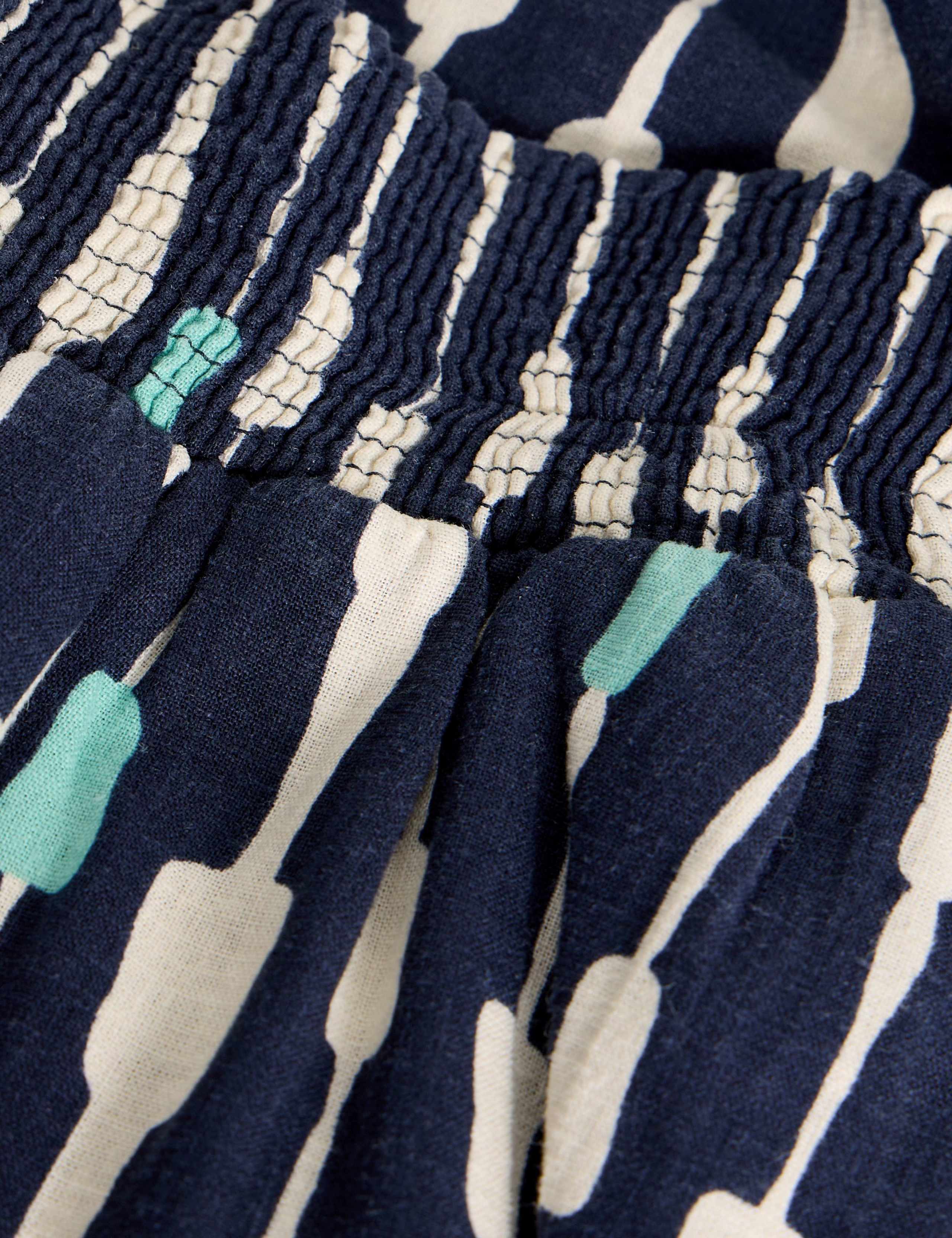 Linen Blend Printed Midi A-Line Skirt 6 of 6