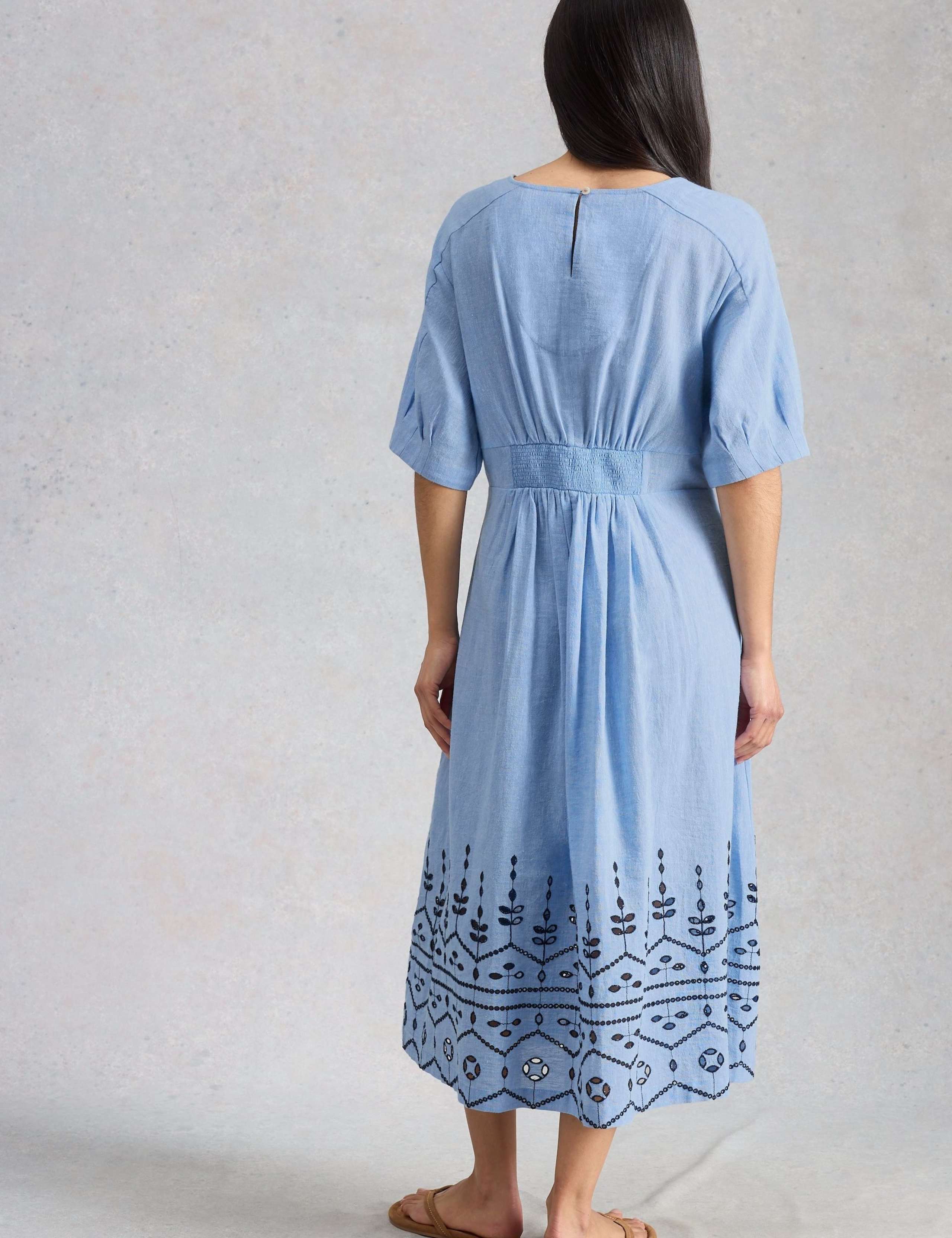 Cotton Rich Embroidered Midi Skater Dress 3 of 6
