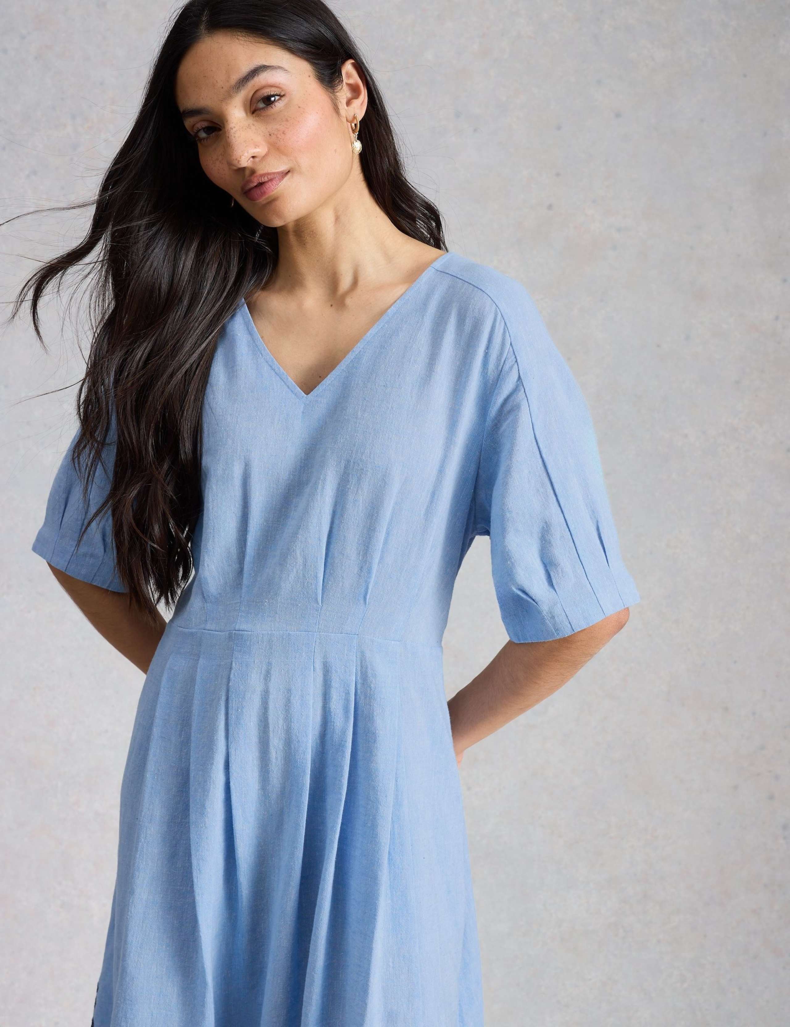 Cotton Rich Embroidered Midi Skater Dress 4 of 6