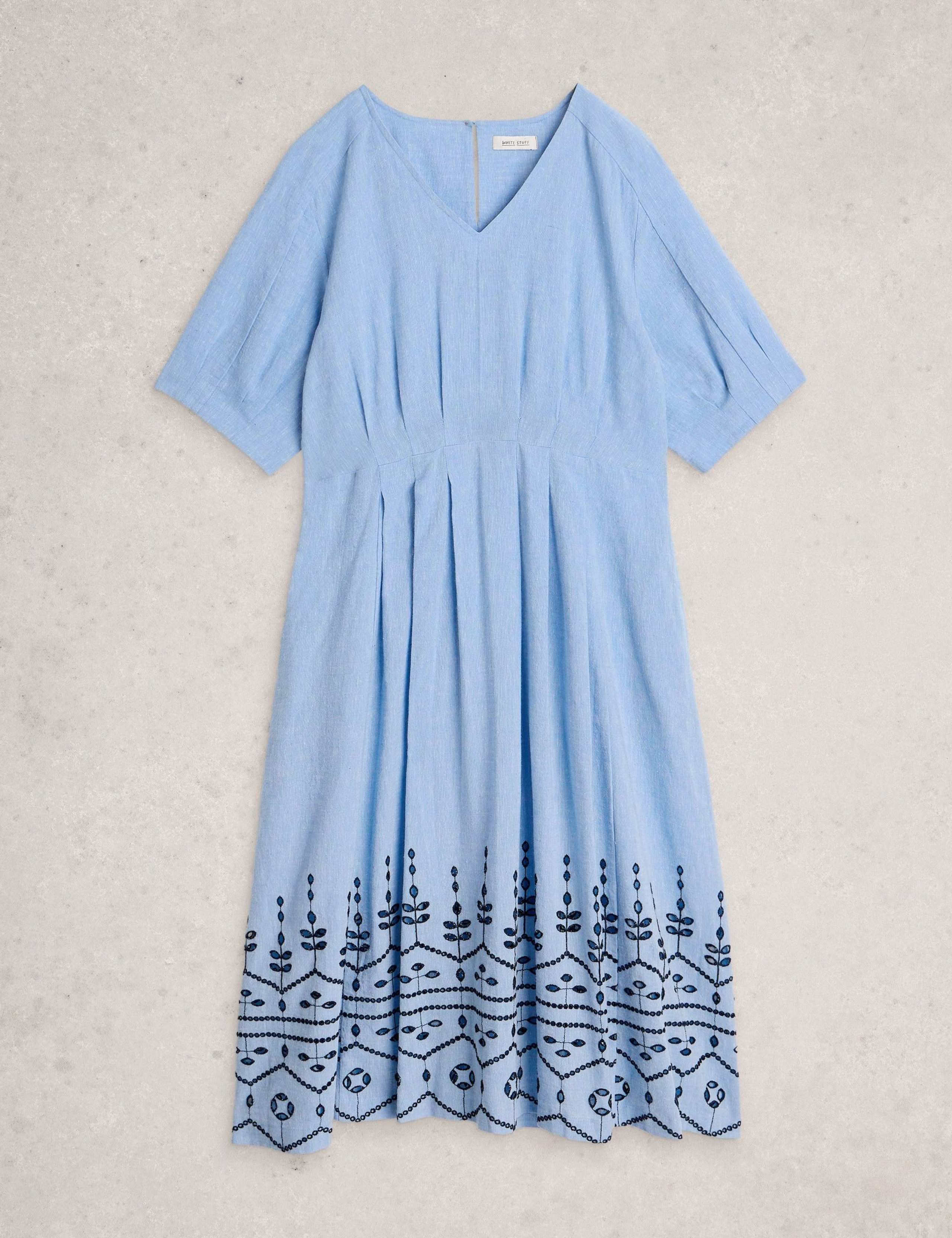 Cotton Rich Embroidered Midi Skater Dress 2 of 6